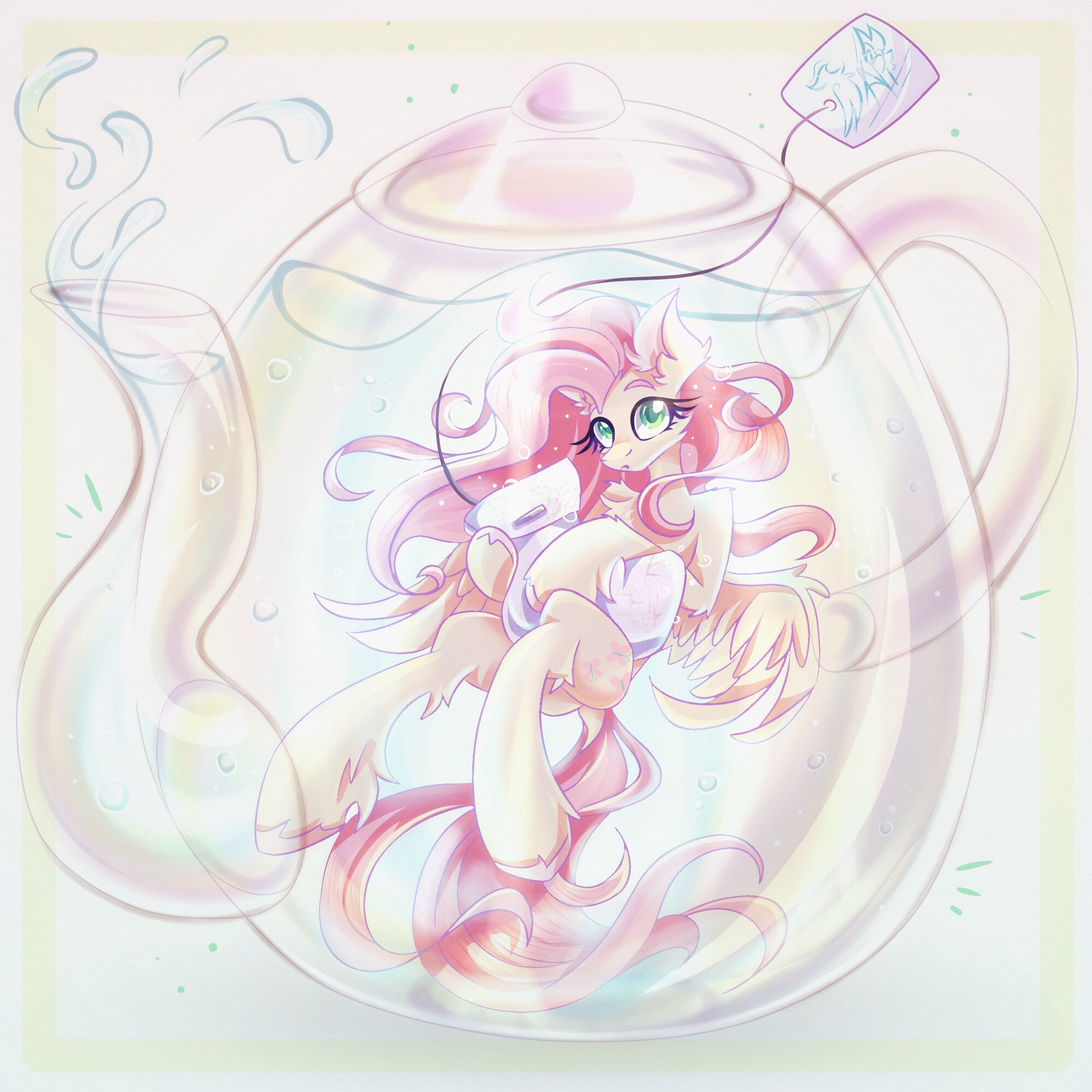 In a teapot - My little pony, PonyArt, Fluttershy, Alexbluebird, Tea