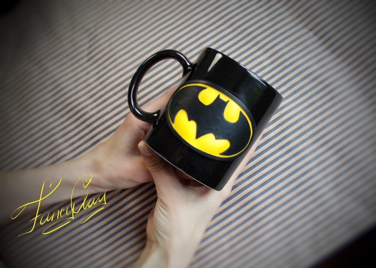 I am revenge. - My, Batman arkham knight, Batman, Mug with decor, Needlework without process, Polymer clay, DC, Superheroes, Dc comics