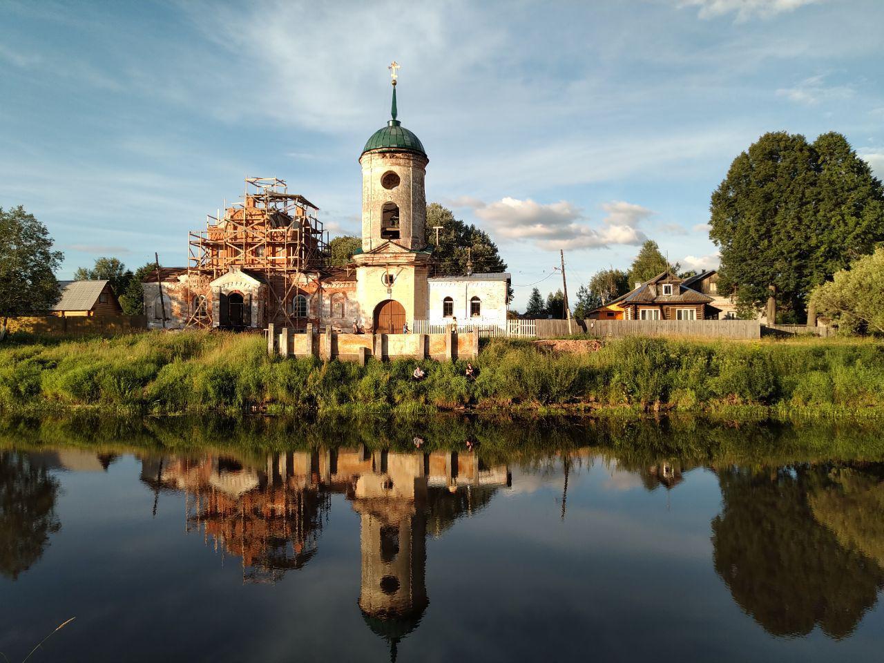 Церквушка - Моё, Церковь, Пейзаж, Отражение, Восстановление, Деревня, Вода, Река