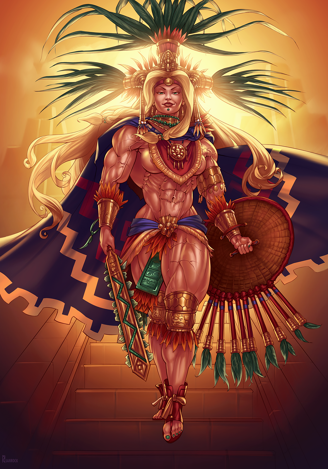 Quetzalcoatl - Janrockitnik, Art, Strong girl, Sleep-Sleep, Warrior, Fate, Fate grand order