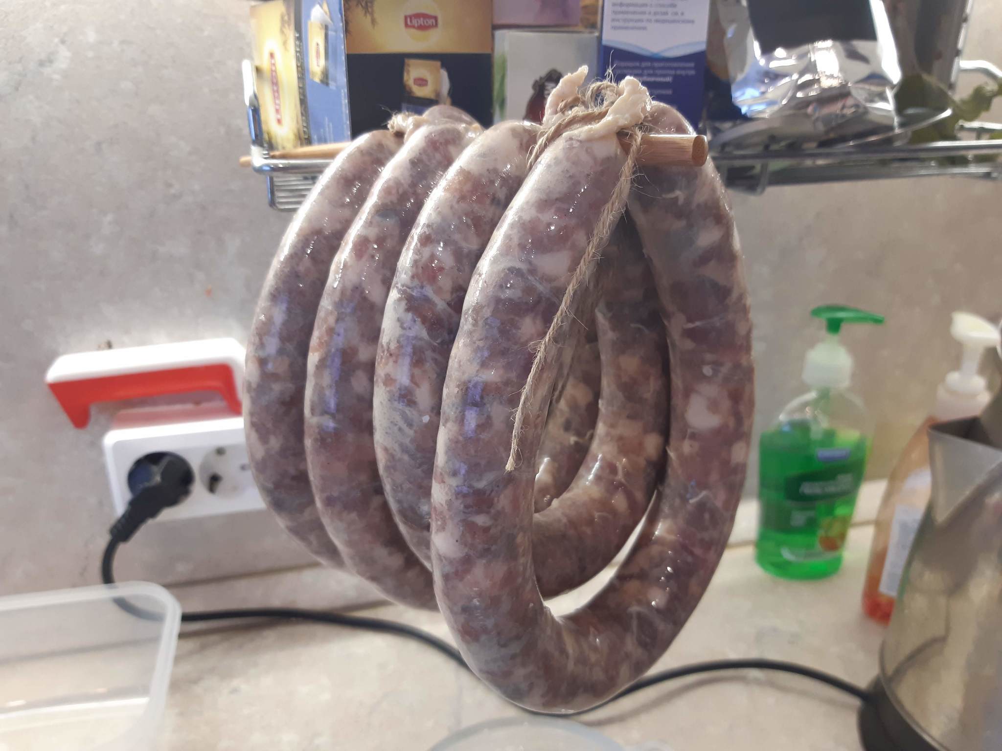 Krakow style 2. Liquid smoke edition. - My, Homemade sausage, Krakow sausage, Longpost