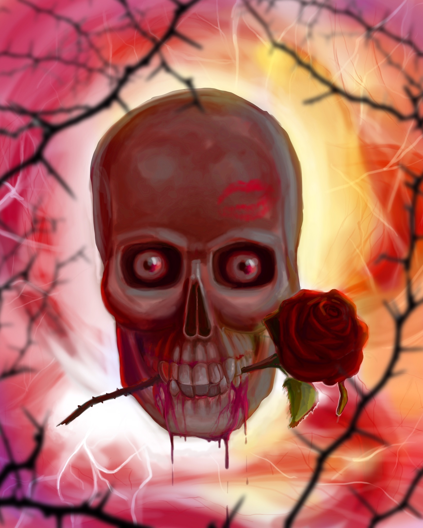 Skull nochpok - My, Scull, Art, Creation, Digital drawing, Illustrations, Wallpaper, Artist, the Rose