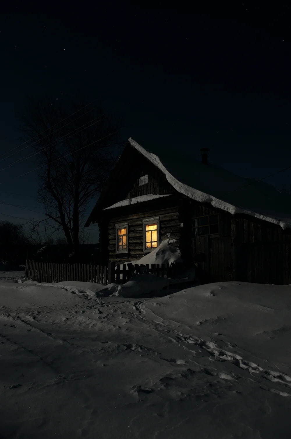 A little cold winter evening in your feed - Izba, Village, Winter, The photo, Snow