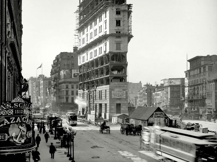 Нью Йорк, 1903 - Историческое фото, Нью-Йорк, 1903, Трамвай, Times Square