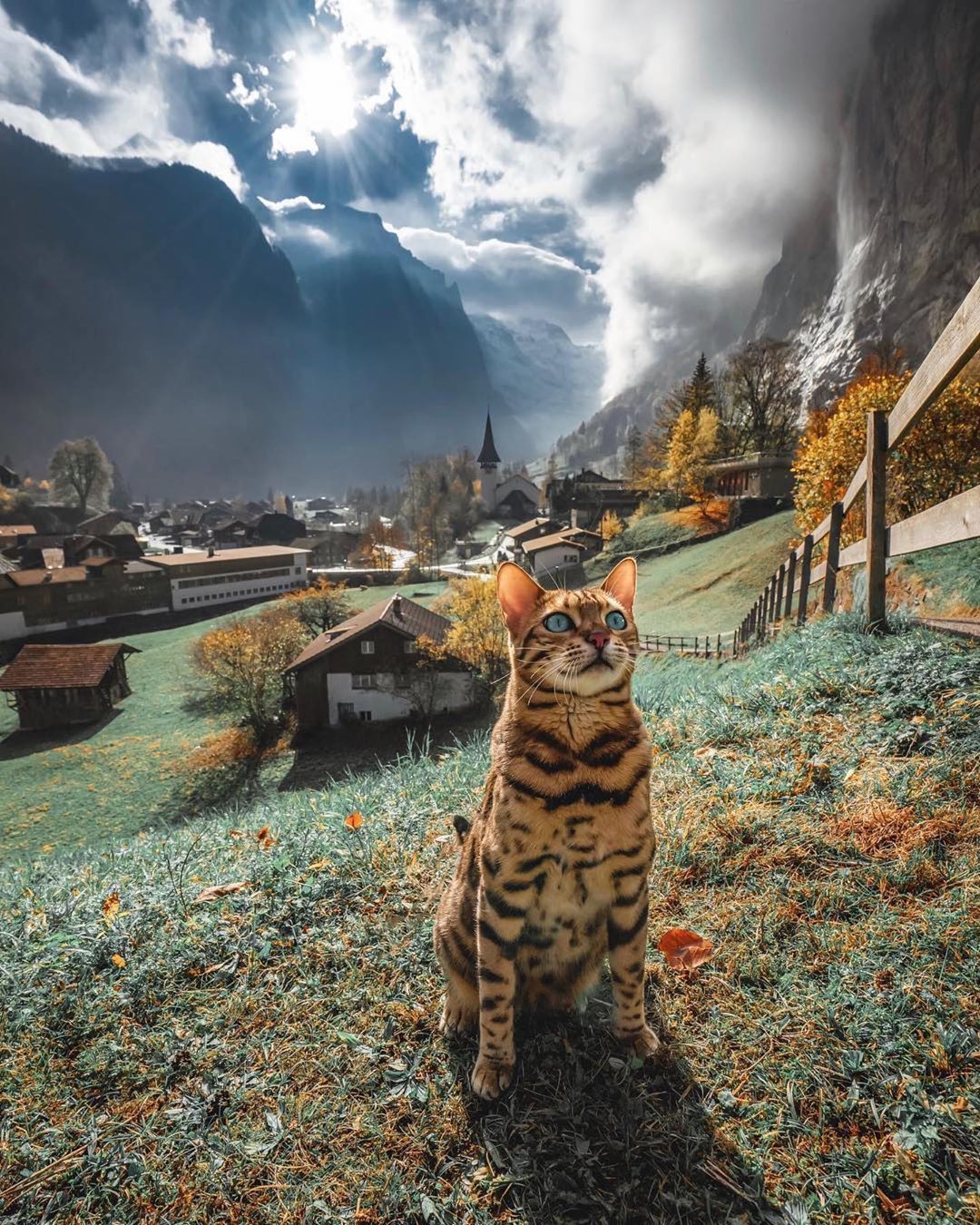 Lauterbrunnen in autumn - Switzerland, cat, Autumn, The photo, beauty, The mountains, Sukiicat, Lauterbrunnen