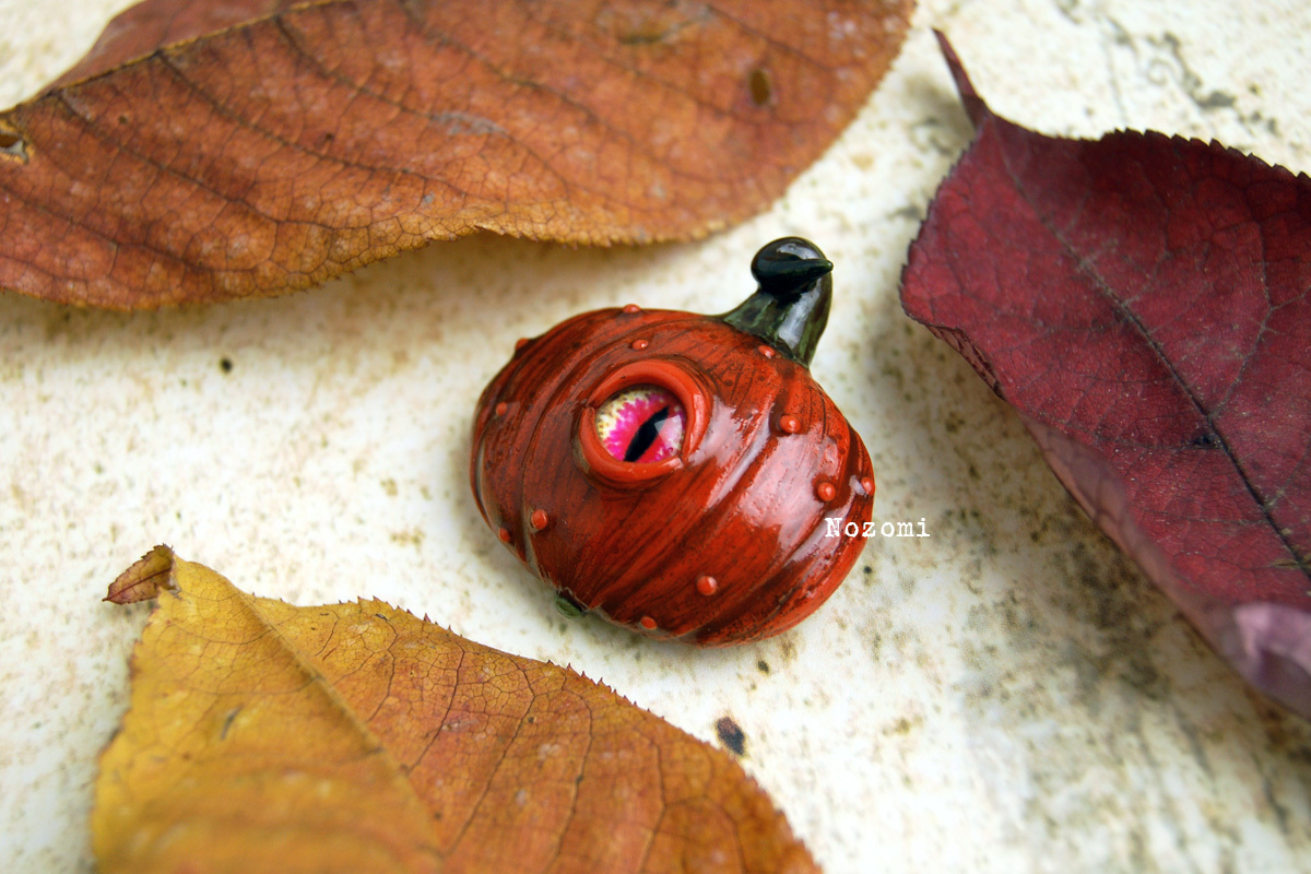 One-eyed brooches - My, Polymer clay, Handmade, Brooch, Needlework without process, Pumpkin, Fly agaric, Decoration, Longpost