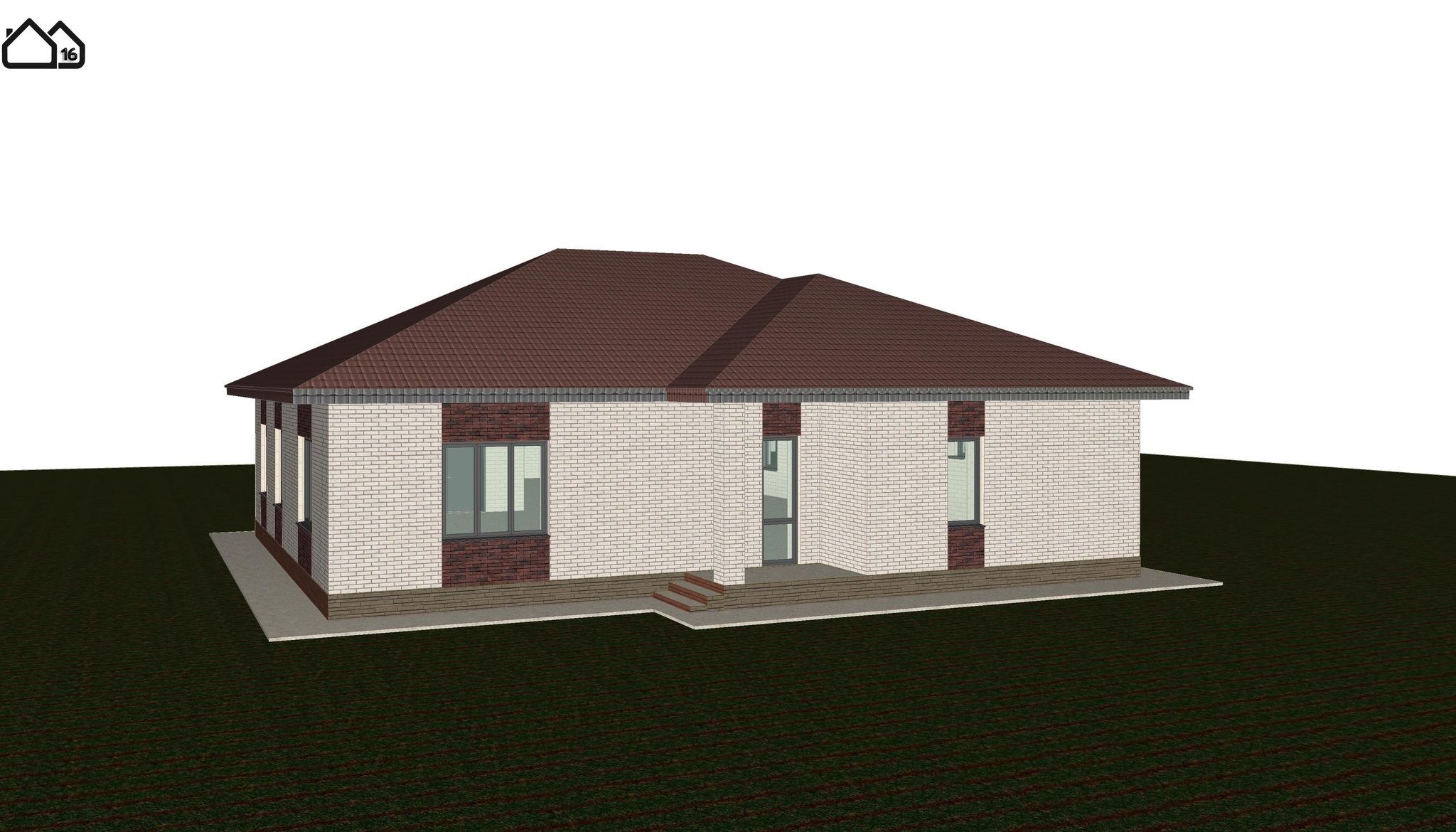 Project of a one-story house with four bedrooms and a garage for two cars - My, House project, Design, Architecture, Building, Layout, Project, Longpost