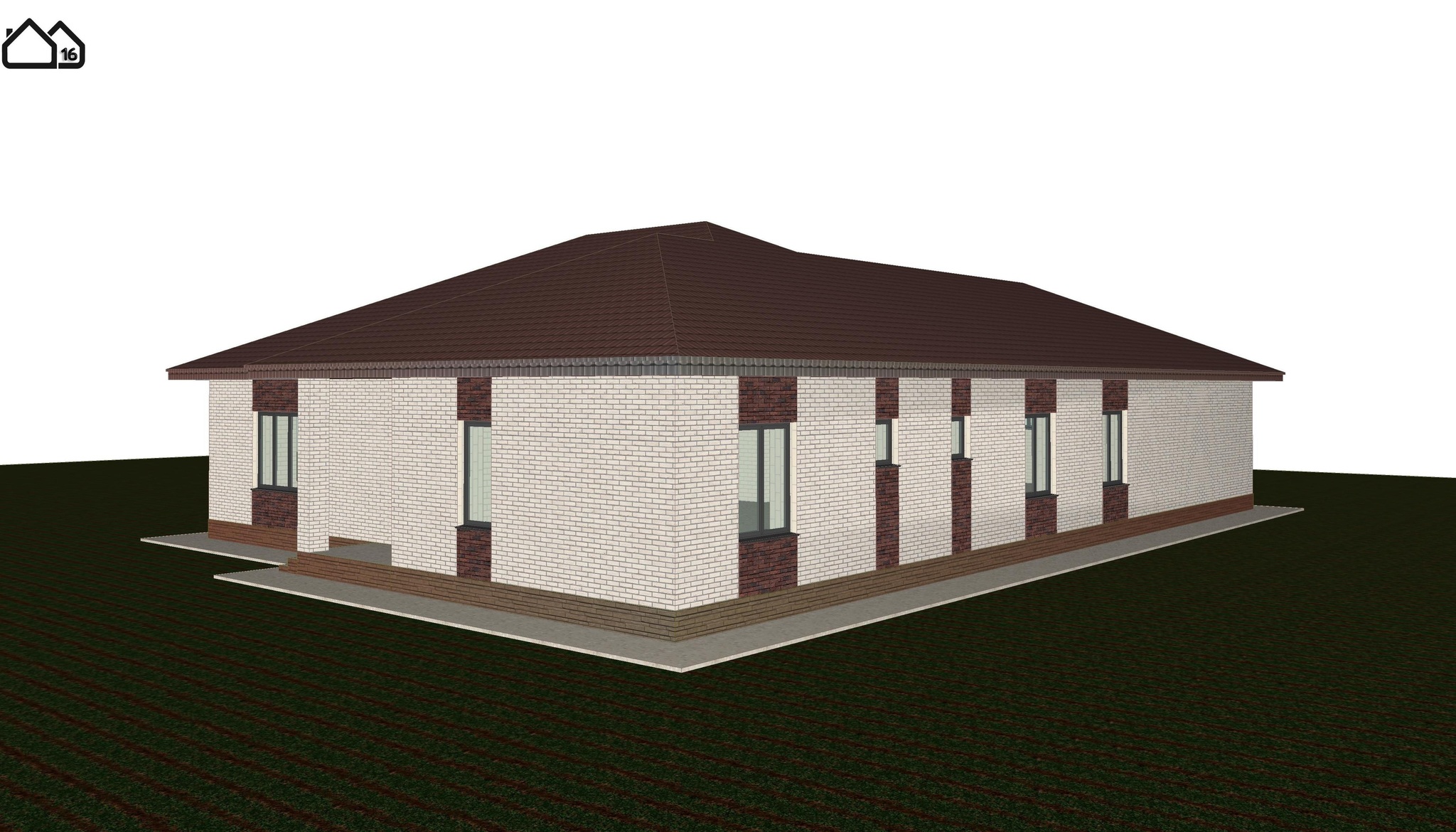 Project of a one-story house with four bedrooms and a garage for two cars - My, House project, Design, Architecture, Building, Layout, Project, Longpost