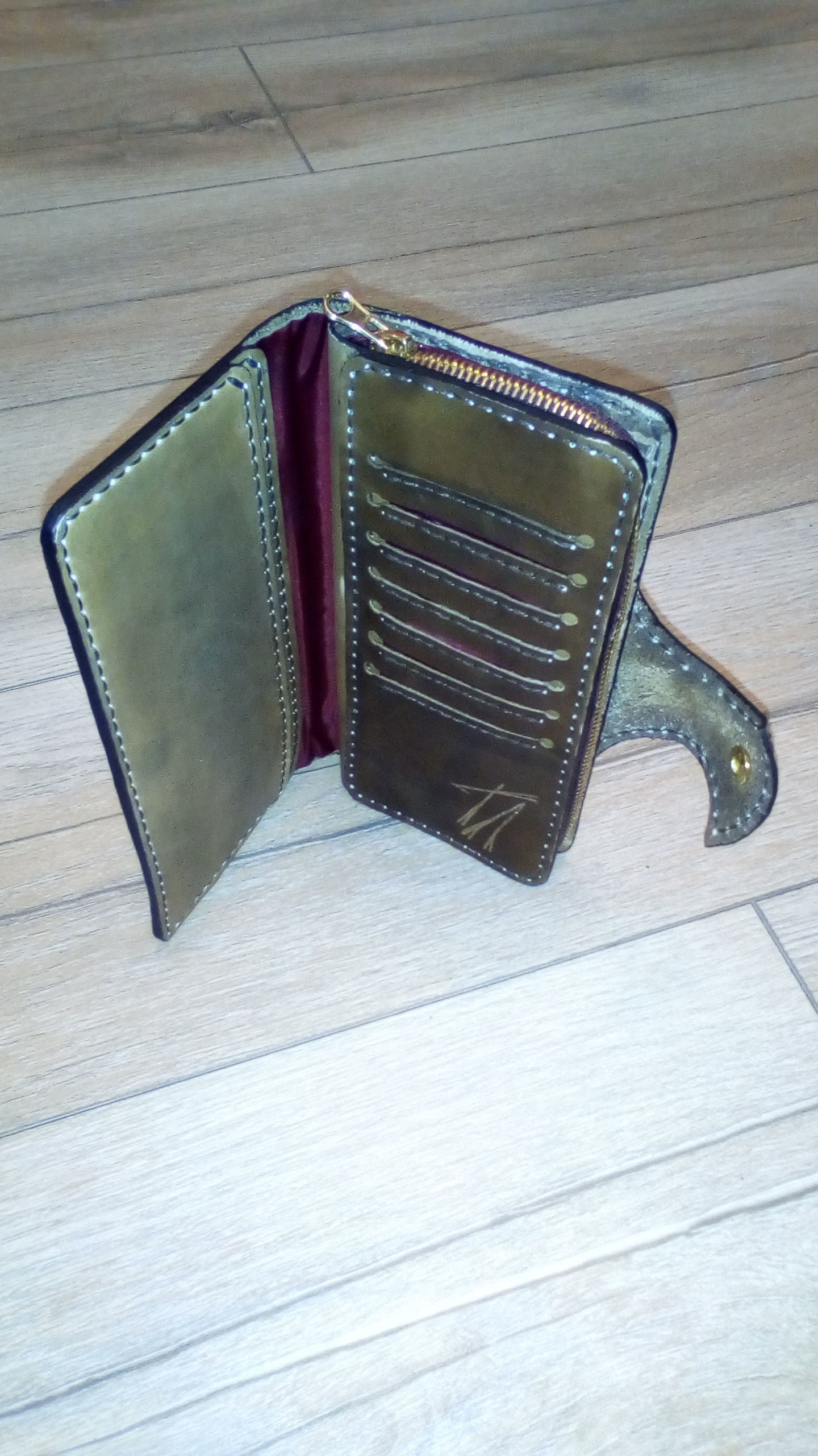 Leather wallet 3 - My, Needlework without process, With your own hands, Leather products, Longpost