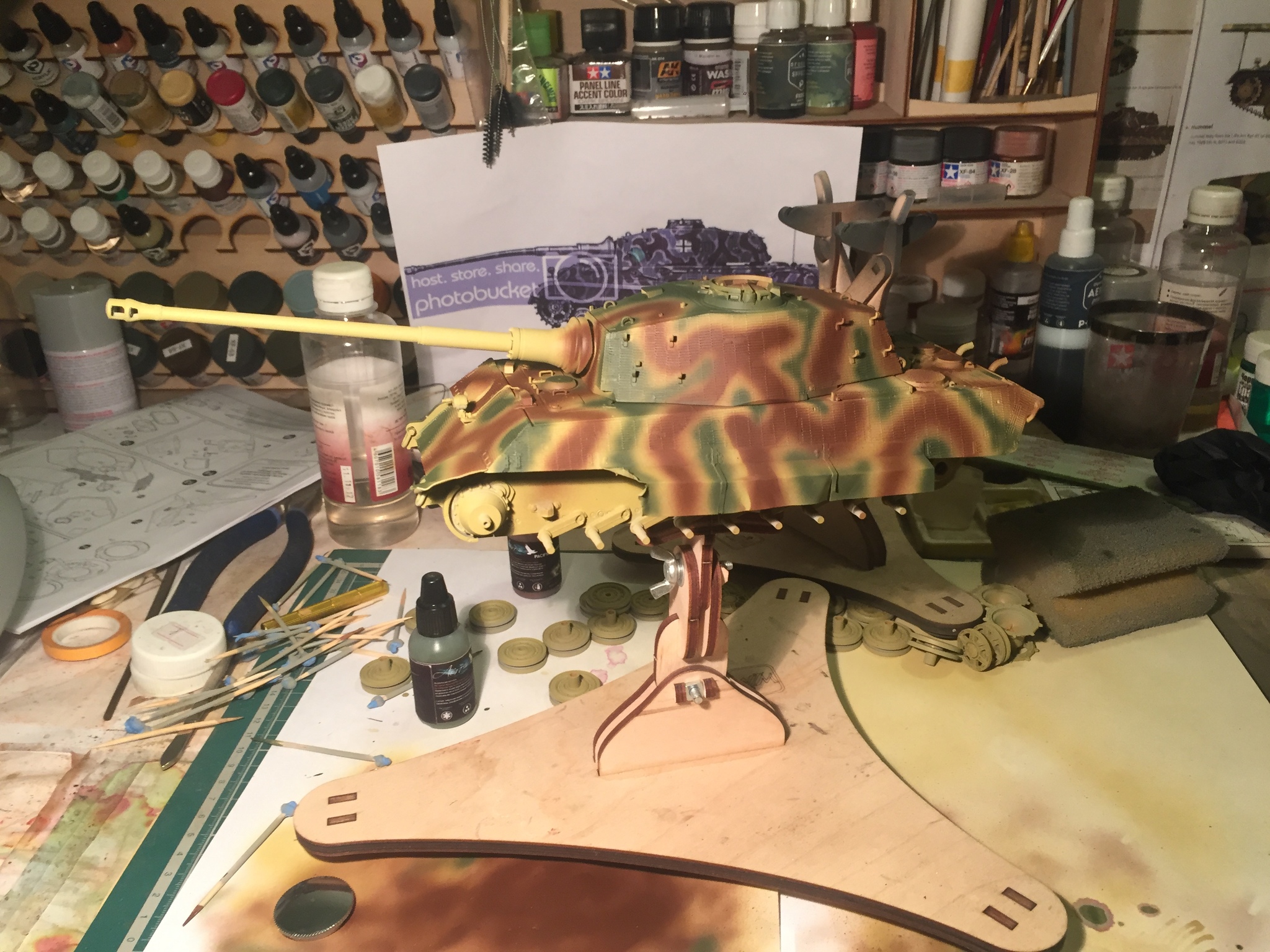 WIP King Tiger Sd.Kfz.182 от Звезды в 1:35 - Моё, Тигр 2, Королевский тигр, 1:35, Масштабная модель, Процесс, Сборка, Покраска, Длиннопост, Tiger II