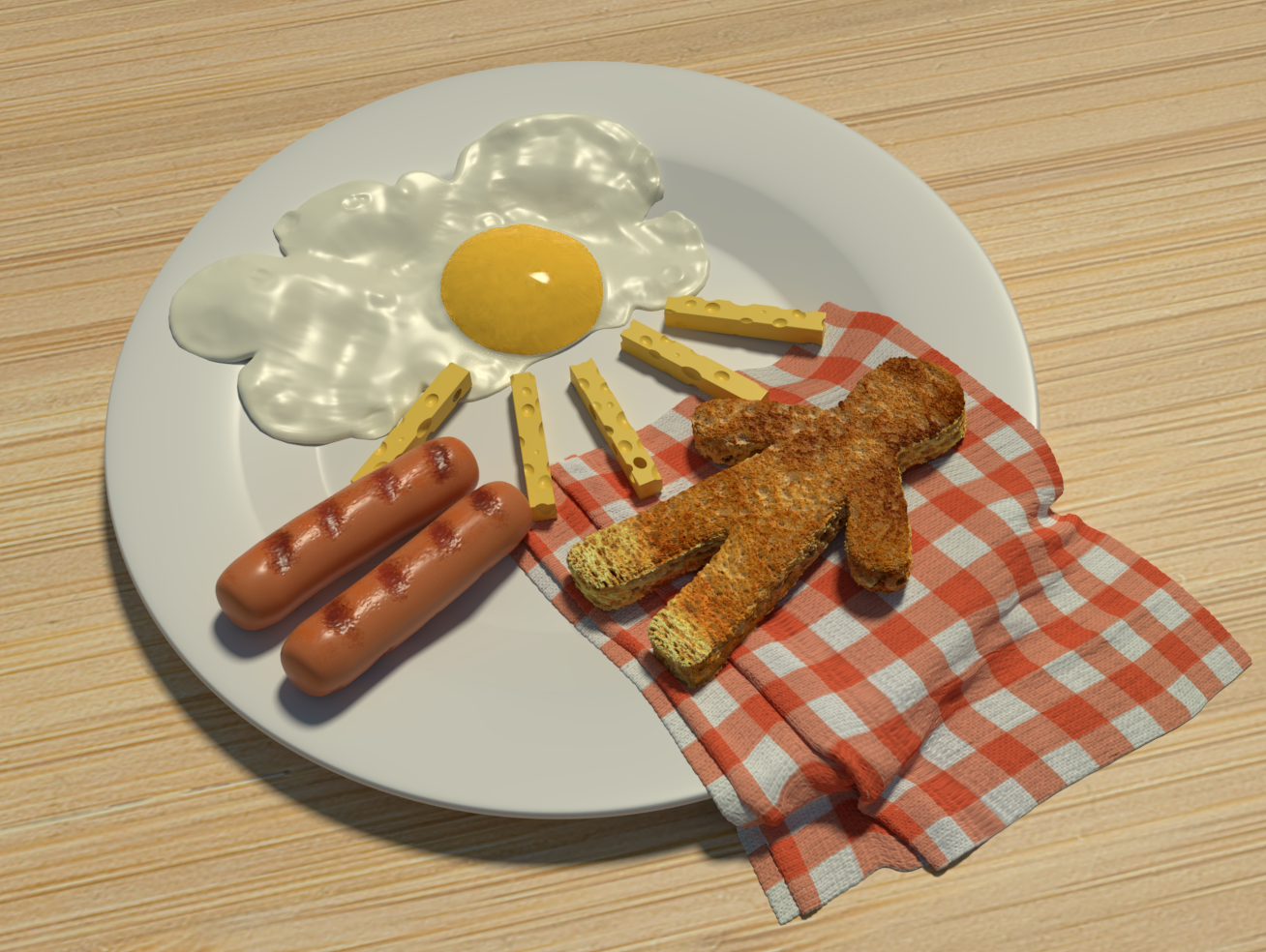 Relaxation - My, 3D, Blender, Still life, Eggs, Breakfast