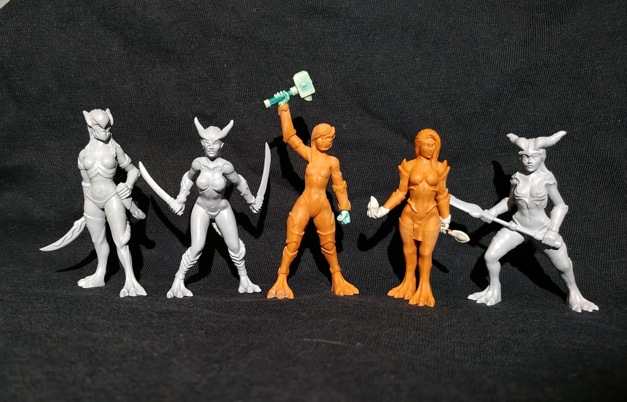 Here is the full squad - My, Needlework without process, Demoness, Succubus, Polymer clay, With your own hands, Figurine, Miniature, Demon, Longpost, Figurines