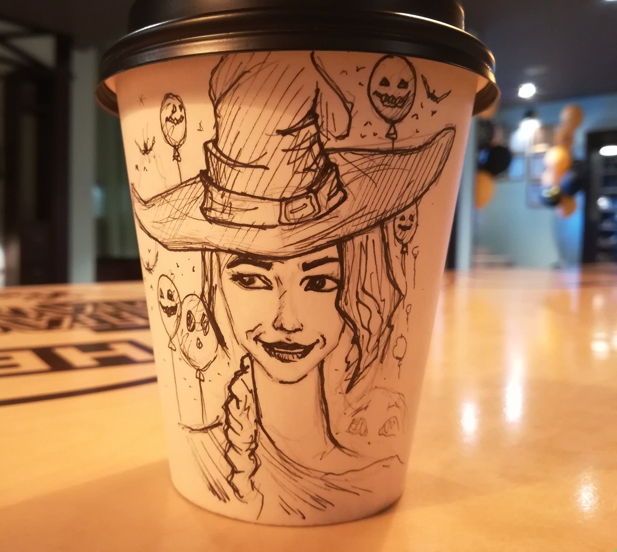 Coffee cups. Halloween - My, Halloween, Coffee cups, Coffee, Chelyabinsk, Drawing, Longpost