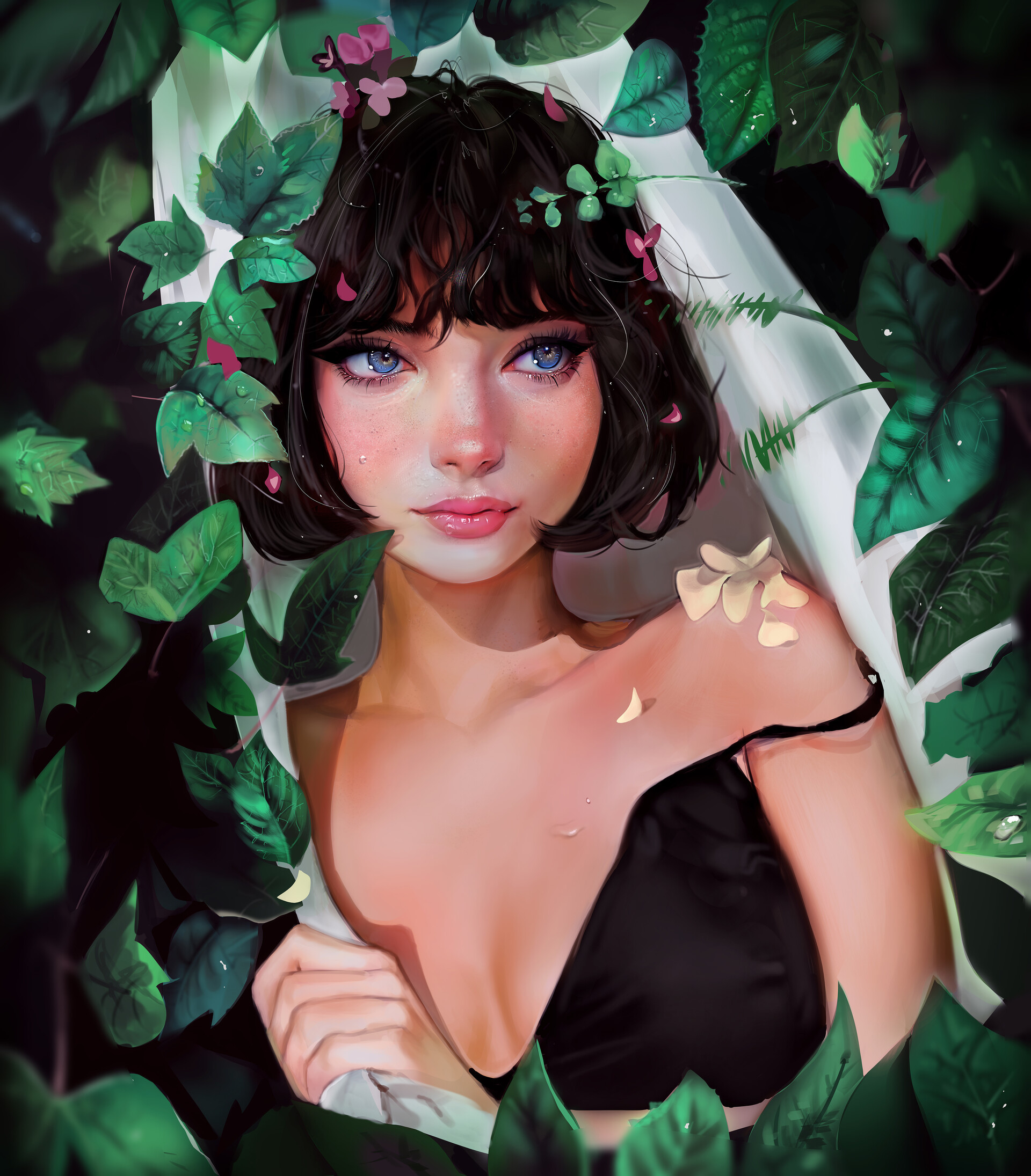 In the greenery - Art, Drawing, Girls