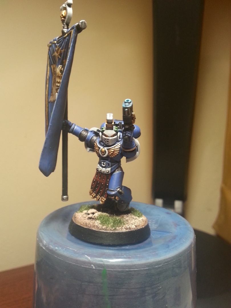 Silly people. Standard bearer of the Ultramarines Chapter. - My, Baby Men, Wh miniatures, Painting miniatures, Warhammer 40k, Longpost