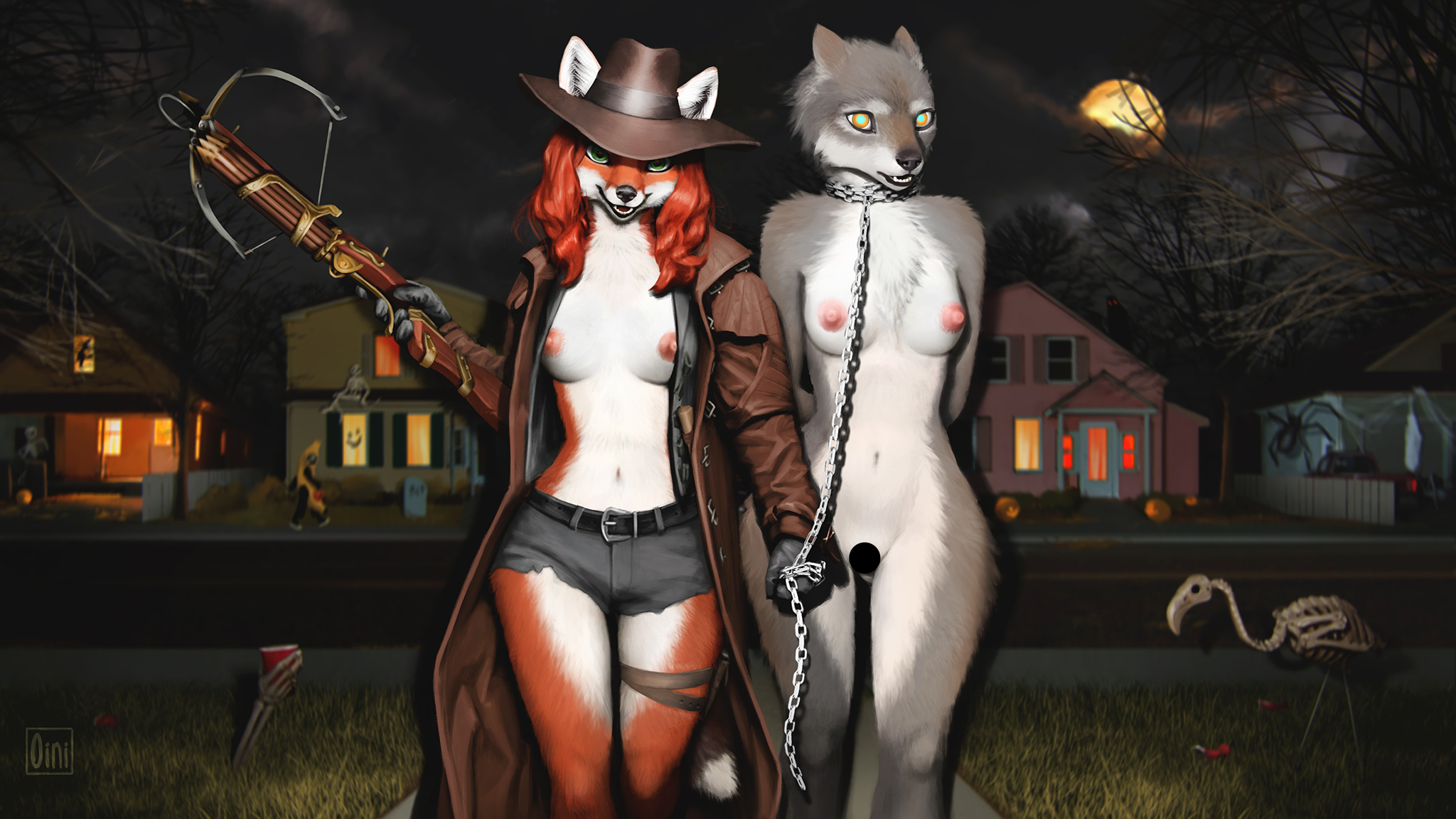 Van Helsing knows how to have fun - NSFW, Furry, Furry art, Furry fox, Furry wolf, Furotica, Halloween, Van Helsing, Oini