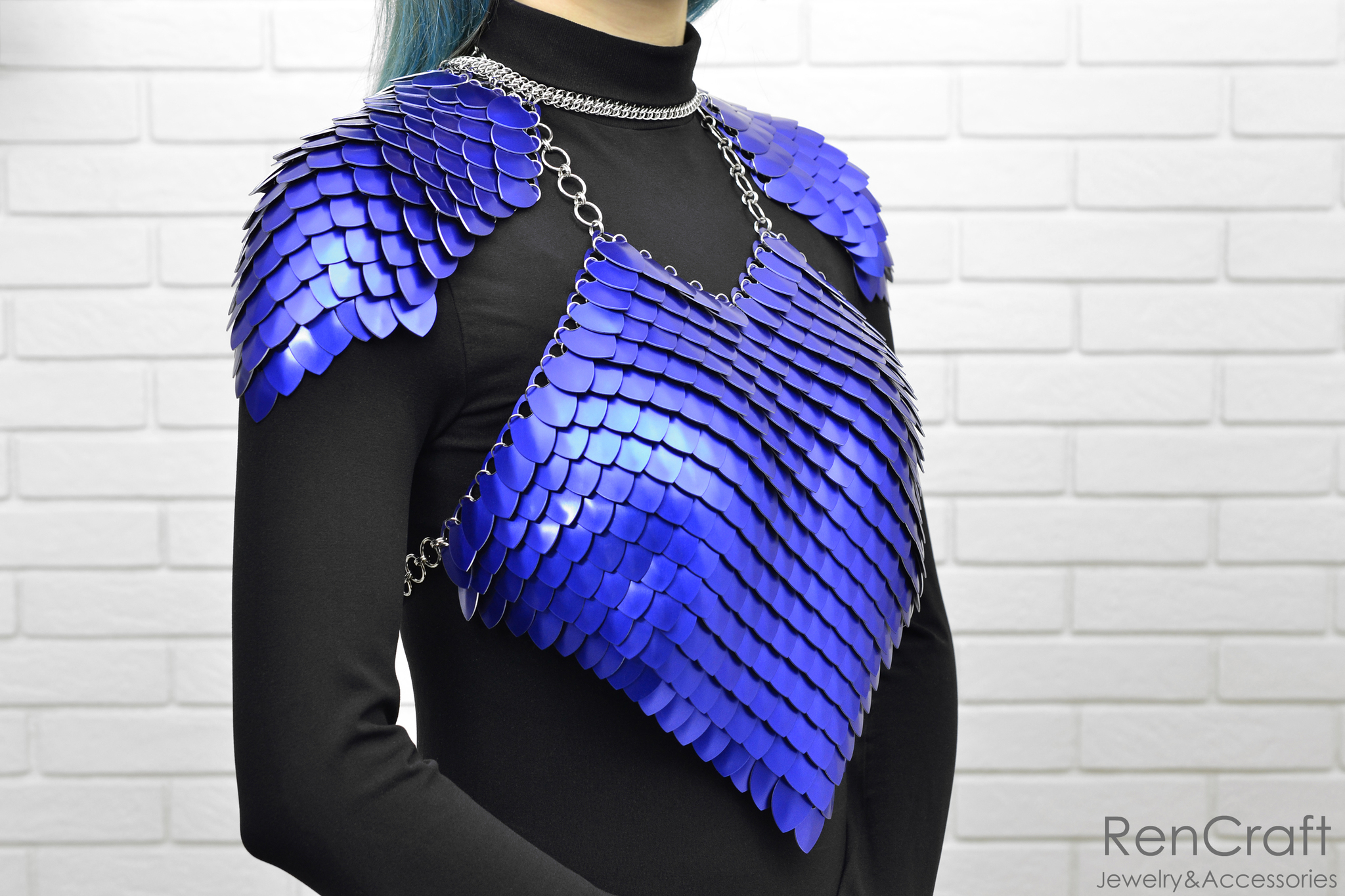 Scale armor - My, Needlework without process, Longpost, Decoration, Armor, Bib, Armored bra, Shoulders