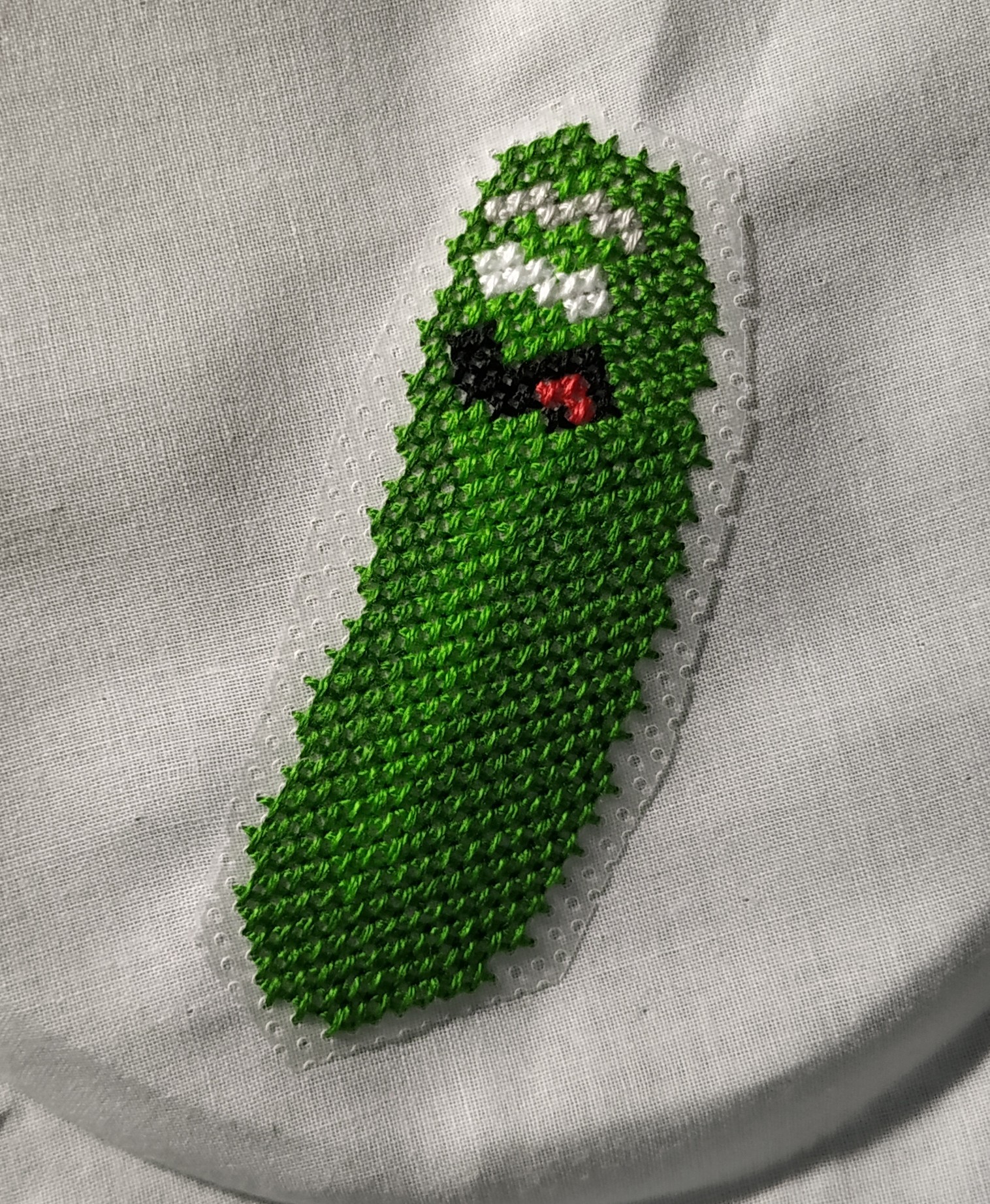 Flip the pickle, Morty! My first brooch based on Rick and Morty. - My, Longpost, Needlework with process, Brooch, Rick and Morty, Embroidery, Rick gherkin