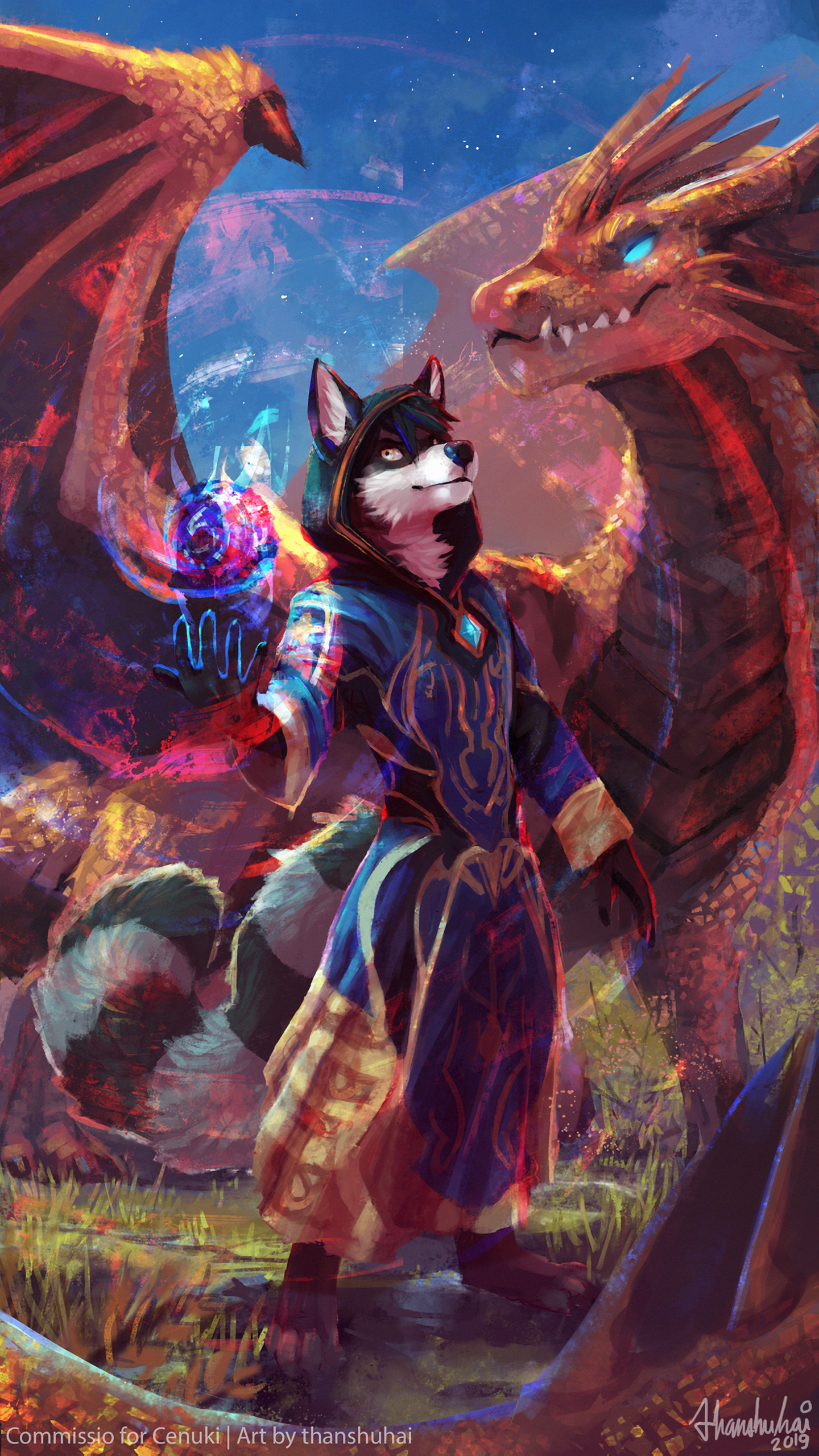 Dealioso - Furry, Furry art, Furry Hybrid, Furry raccoon, Furry dog, The Dragon, Magician, Thanshuhai, Longpost