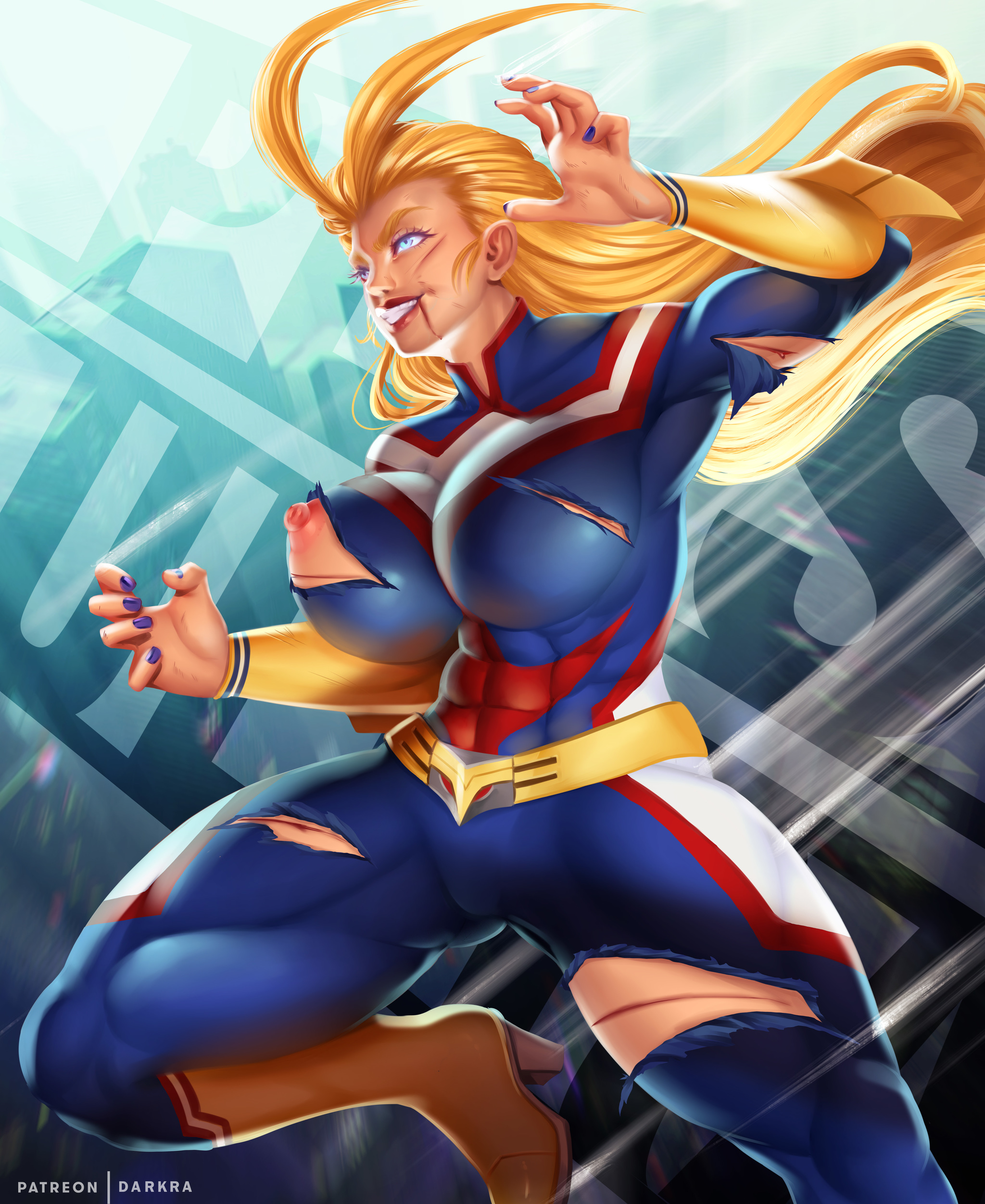 Female All Might - NSFW, Арт, Крепкая девушка, Toshinori Yagi, Boku no Hero Academia, Правило 63, Аниме, Эротика, Длиннопост, Darkraart