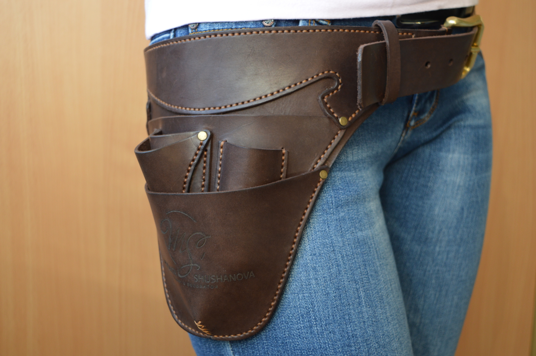 Organizer-holster - My, Leather products, Handmade, Leather, Holster