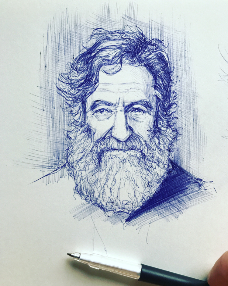 Sketch with pens - My, Sketch, Drawing, Portrait, Mood, Hobby, Art, Happiness, Longpost