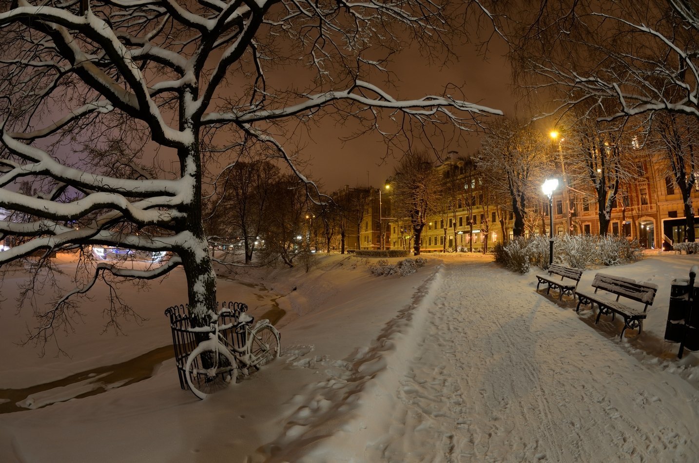 Тишина - Москва, Снег, Ночь, Фотография