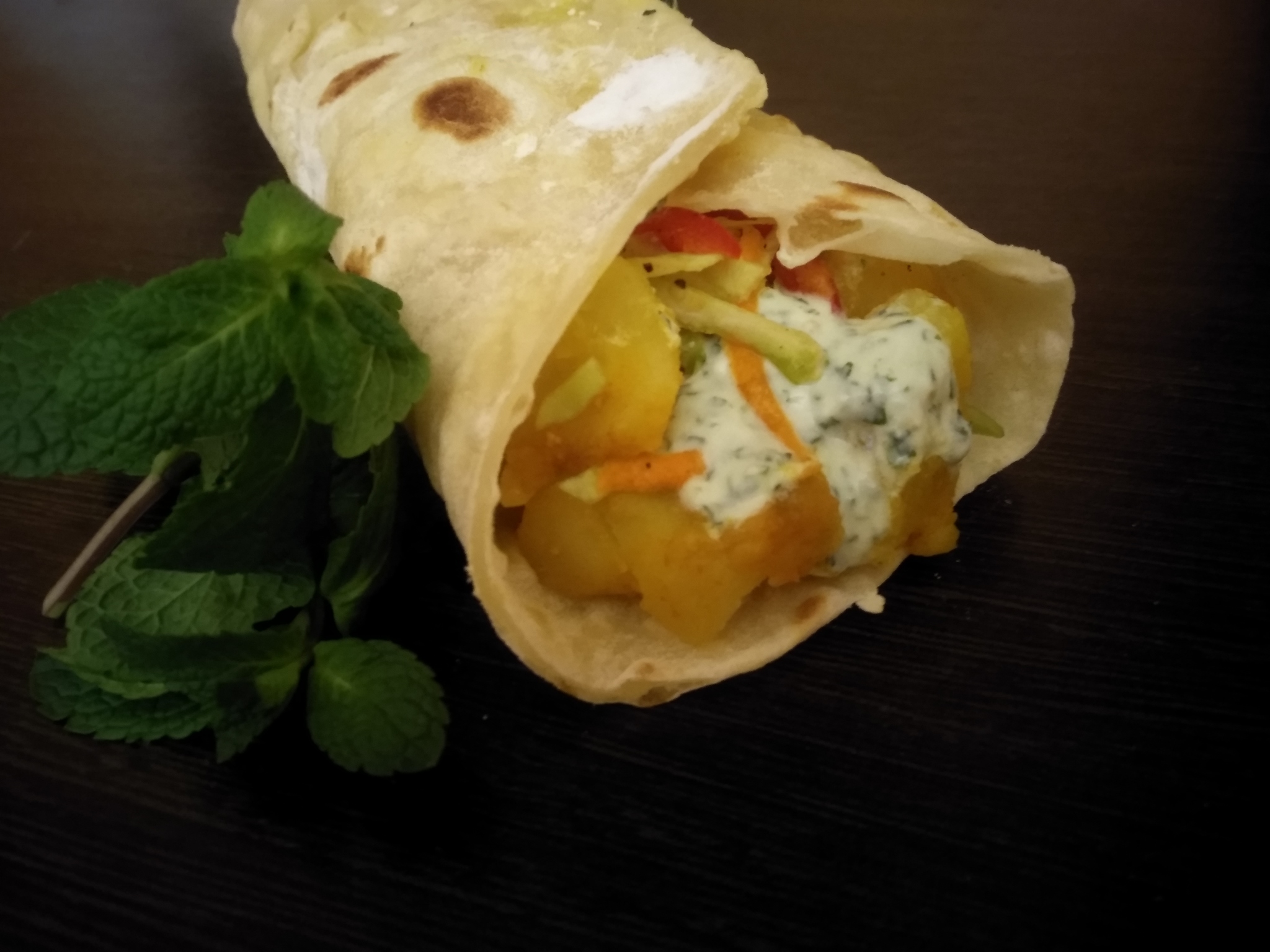 Alu Kati Roll - My, Yummy, Recipe, Vegetables, Rolls, Indian cuisine, Mint, Yogurt, Tortillas, Longpost