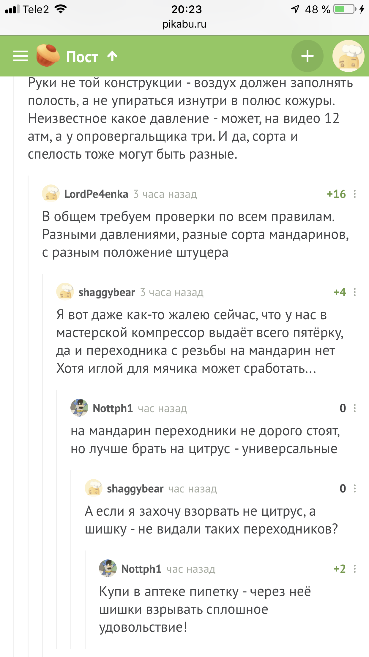 И опять про мандарин... - Мандарины, Компрессор, Чистка, Новый Год, Проверка, Скриншот, Комментарии на Пикабу