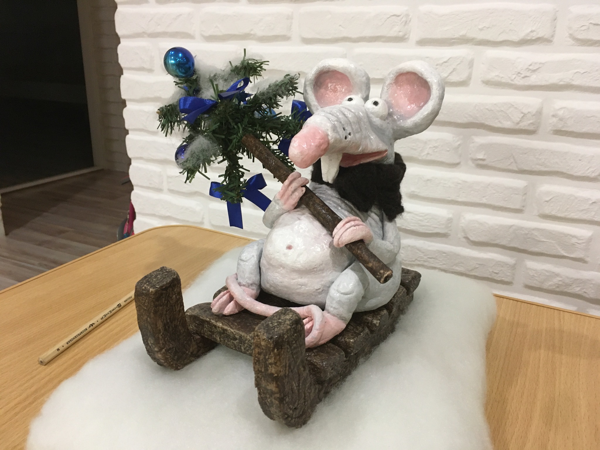 New Year's rat - My, New Year, Rat, Longpost, Лепка, Homemade, With your own hands