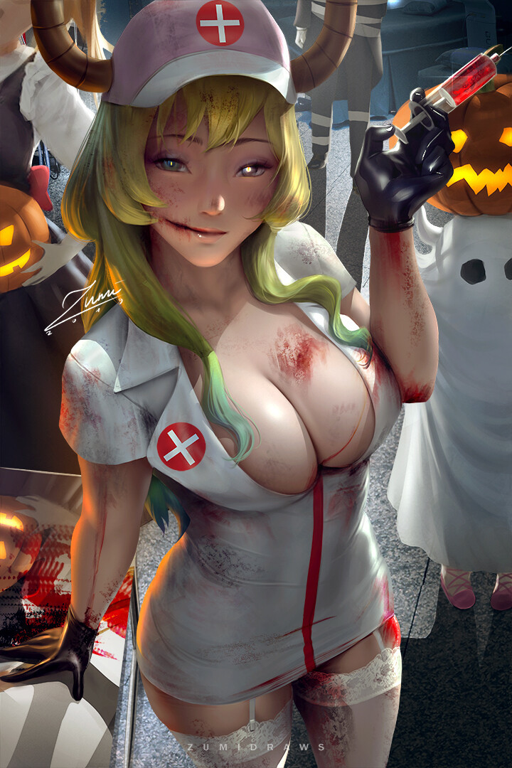 Halloween Lucoa - NSFW, Арт, Lucoa, Аниме, Манга, Kobayashi-San chi no maidragon, Anime Art, Zumidraws