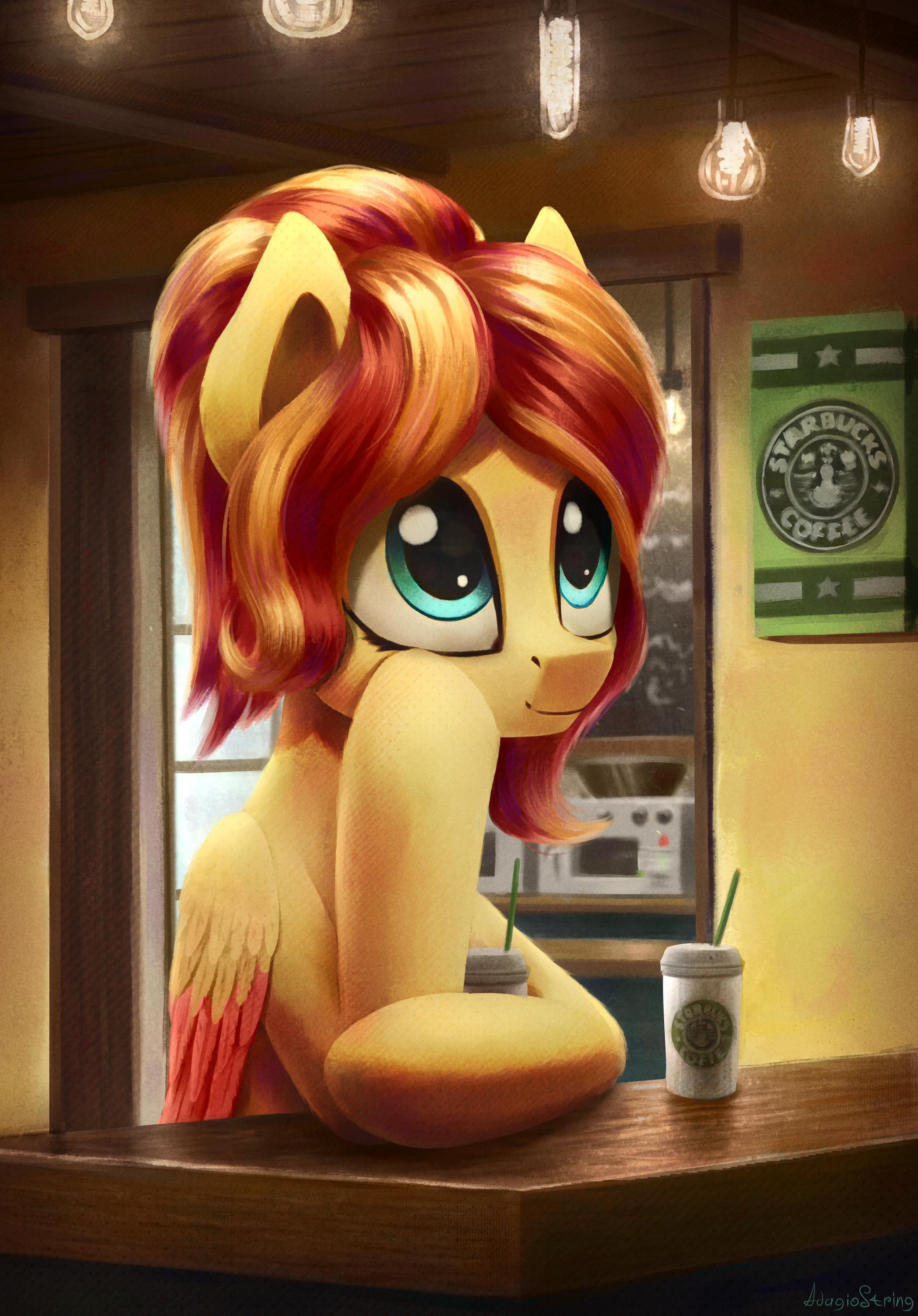 Yummy coffee - My little pony, PonyArt, Original character, Adagiostring