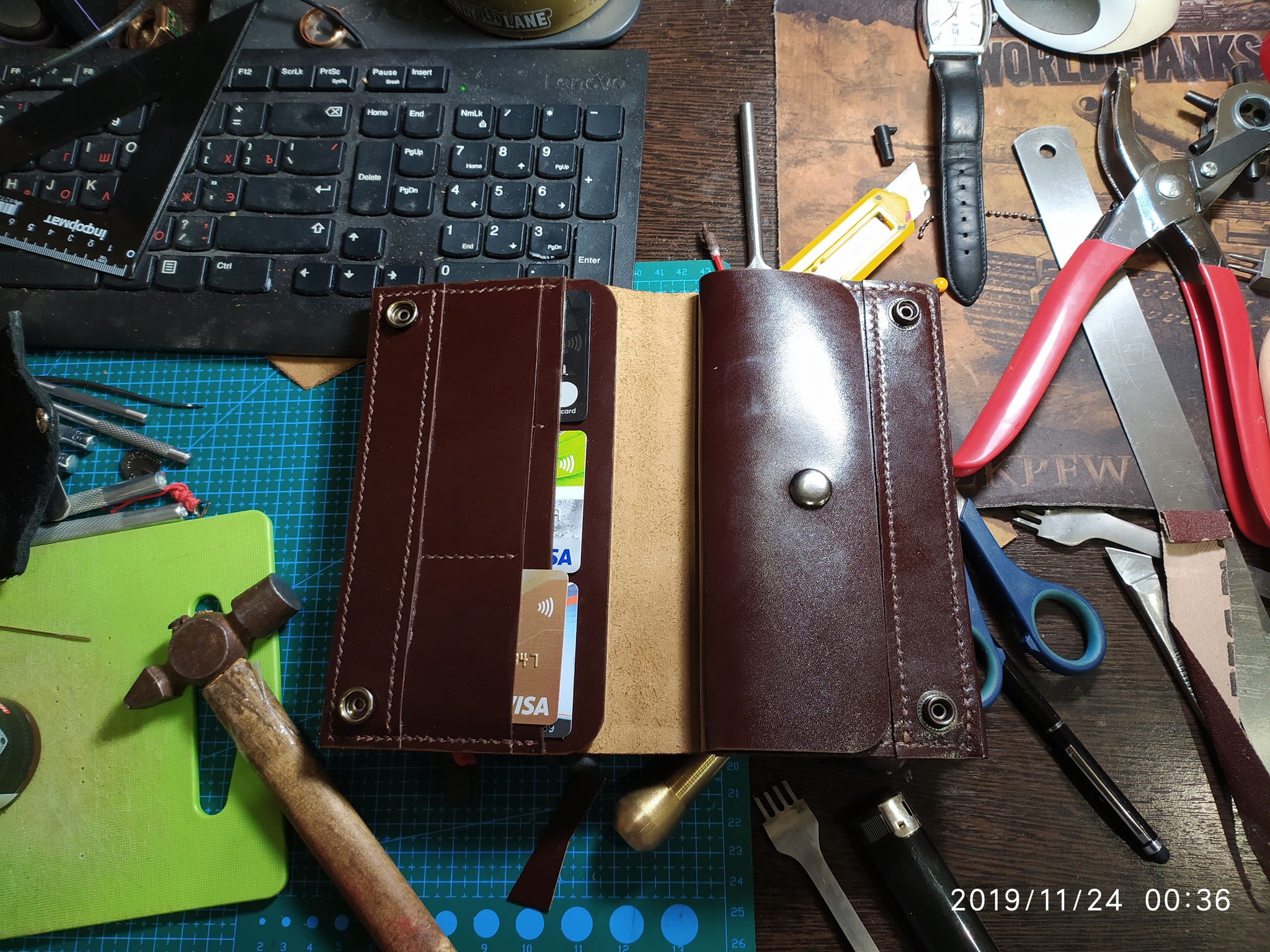 DIY wallet - My, With your own hands, Leather products, Wallet, Longpost