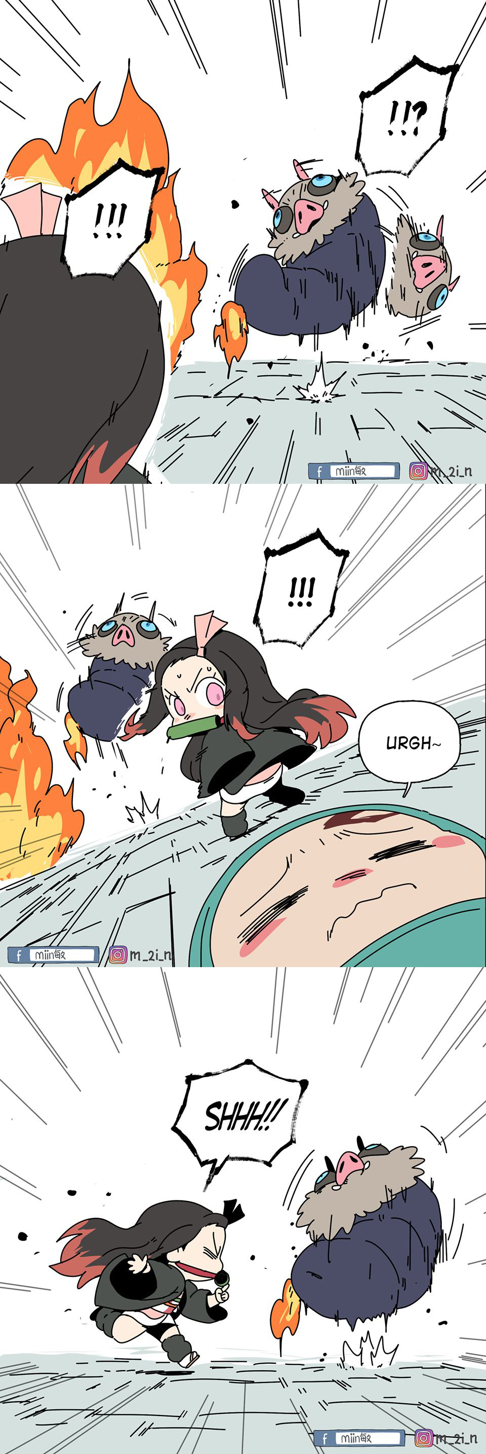 Забота о брате (огромный длиннопост, открывать осторожно) - Kimetsu no Yaiba, Nezuko Kamado, Tanjirou Kamado, Длиннопост, Комиксы, Аниме, Inosuke Hashibira