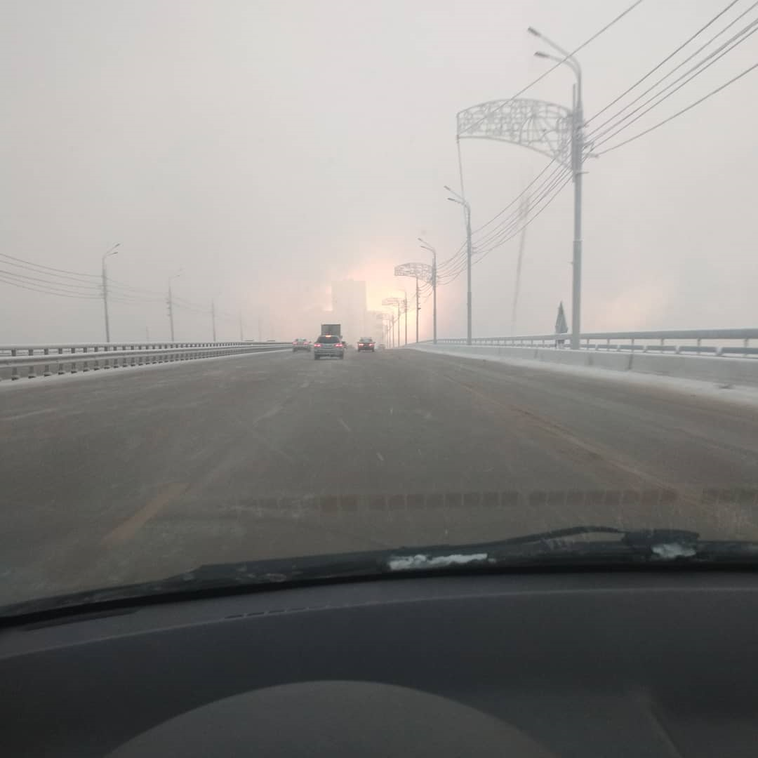 Устрашающе красиво - Моё, Туман, Режим черного неба, Красноярск, Фотография