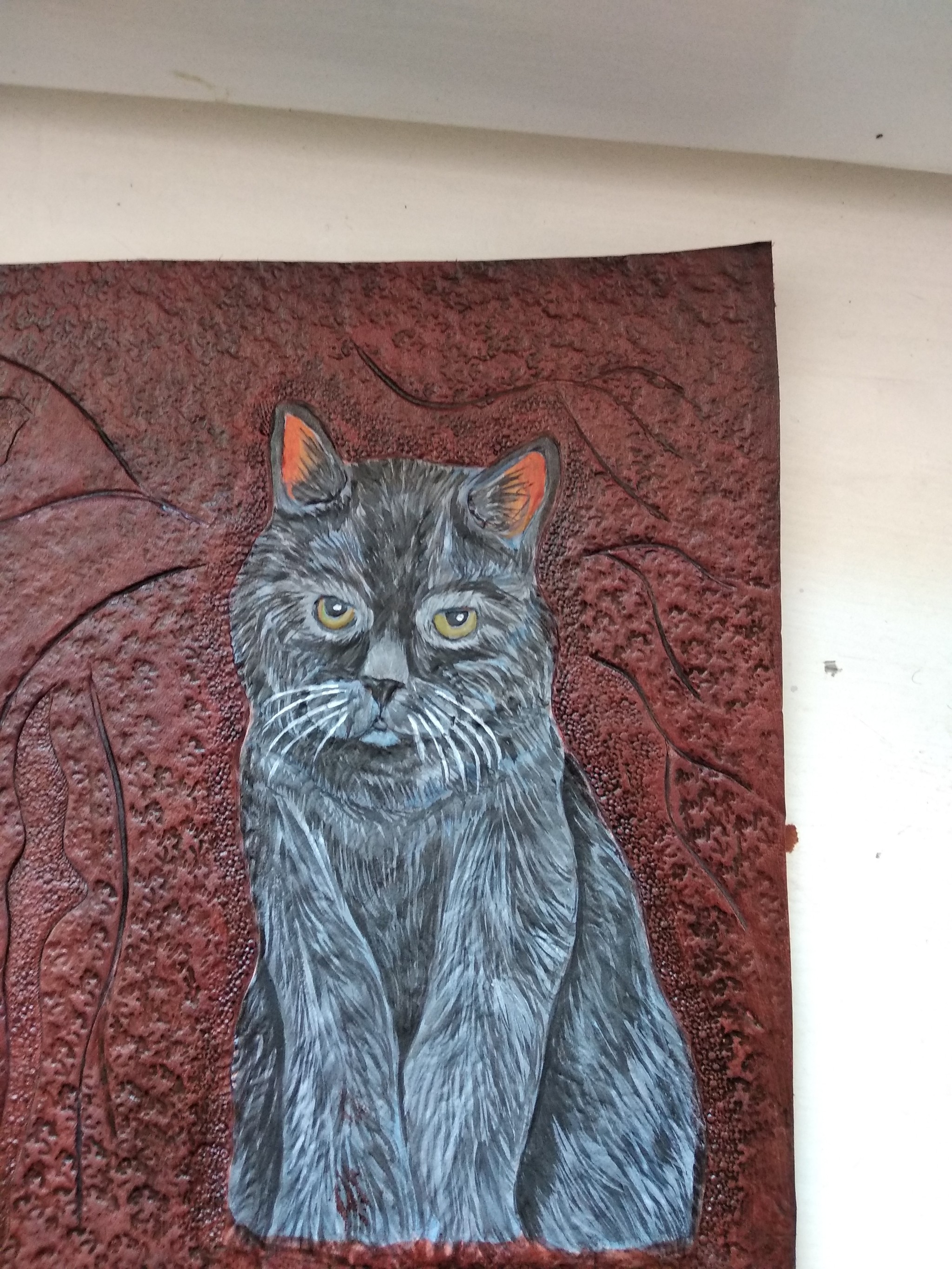 Evolution of a cat - My, Leather, cat, Needlework without process, GIF, Longpost