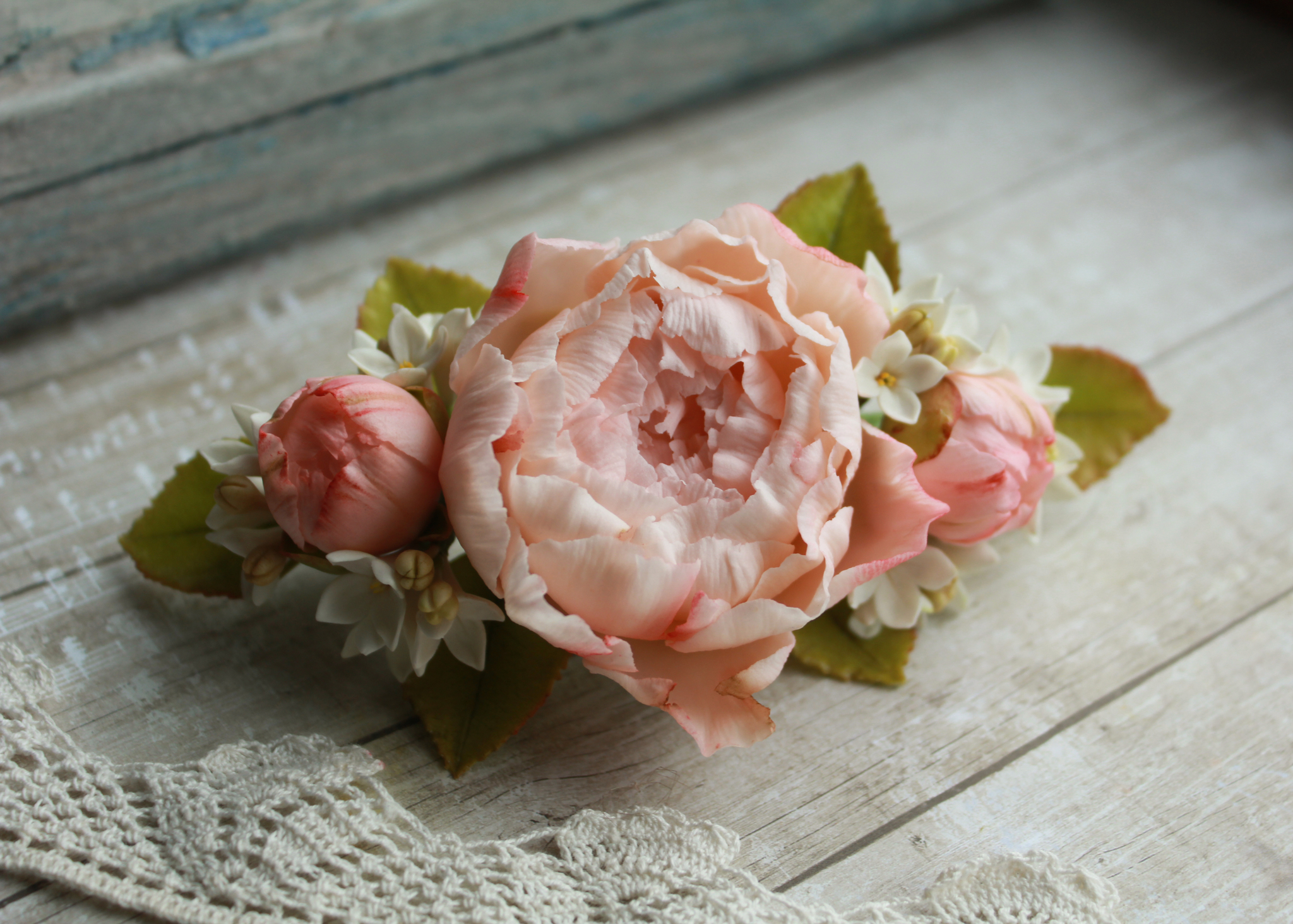 Flowers handmade from “cold porcelain” The most delicate combination of peonies and white lilacs - My, Polymer clay, Cold porcelain, Floristics, Handmade, Needlework without process, Flowers