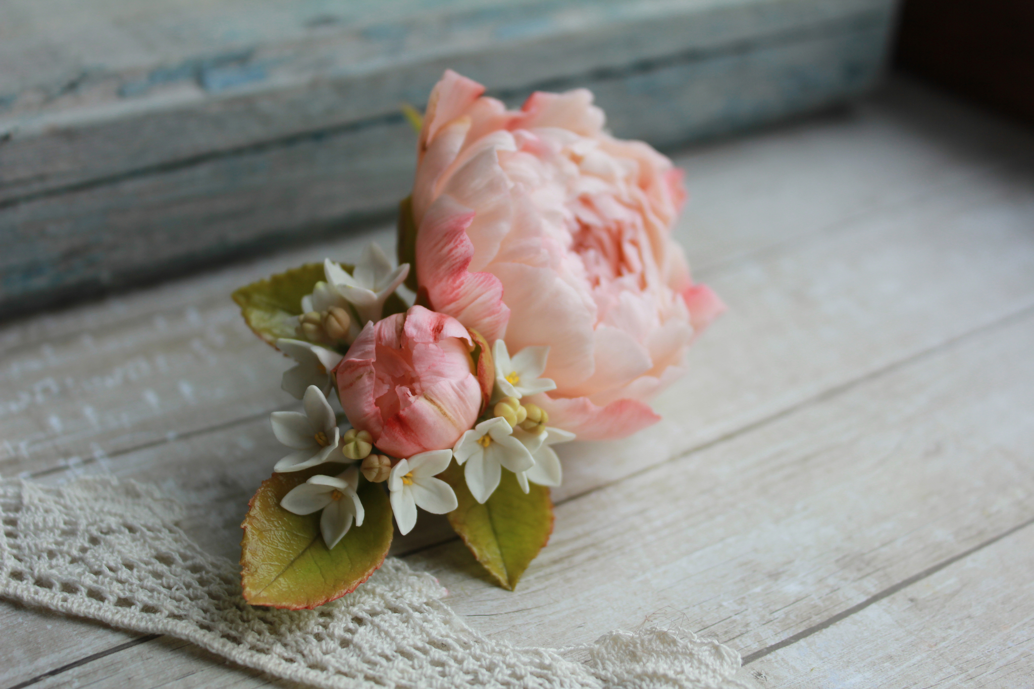 Flowers handmade from “cold porcelain” The most delicate combination of peonies and white lilacs - My, Polymer clay, Cold porcelain, Floristics, Handmade, Needlework without process, Flowers