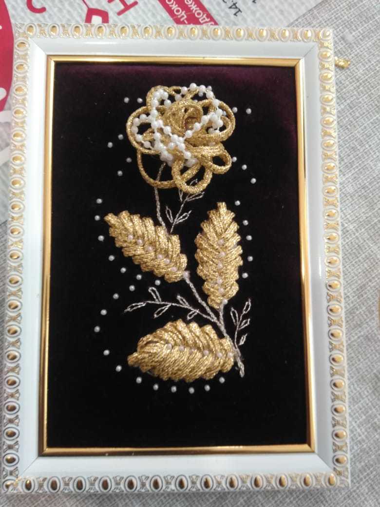 Golden Rose - My, Needlework without process, Embroidery, With your own hands, Handmade