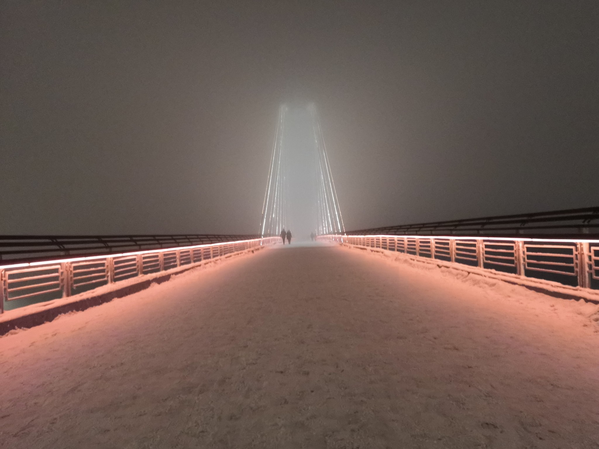 The cable-stayed bridge looks like a gate in the fog - My, Krasnoyarsk, Cable-stayed bridge