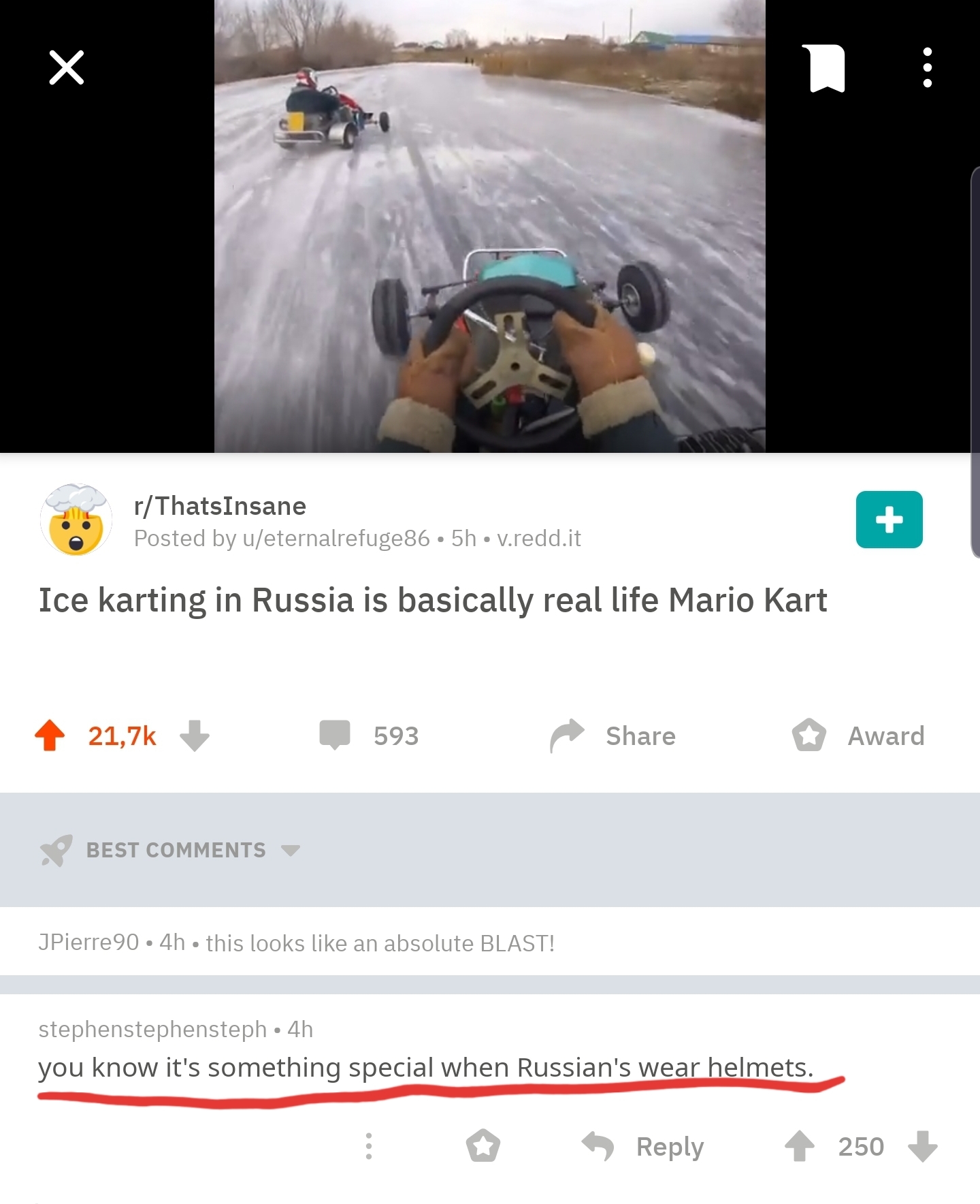 Reply to the post “Ehhhhhhhhhh!!!!” - Ice racing, Karting, Reddit, Comments