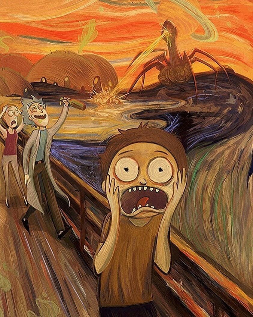 Rick and Morty in the universe of Edvard Munch - Rick and Morty, Edvard Munch, Scream, Fan art, Art