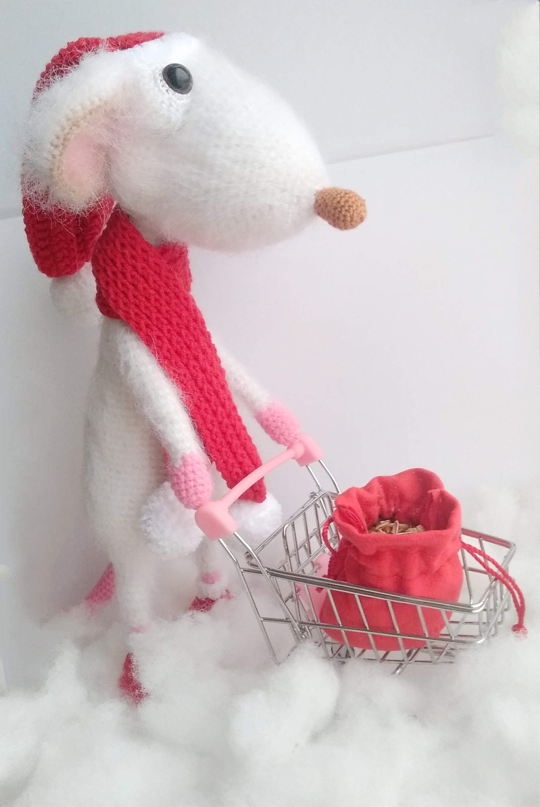 New Year's rat - My, Rat, Amigurumi, Crochet, Soft toy, Needlework without process, Longpost