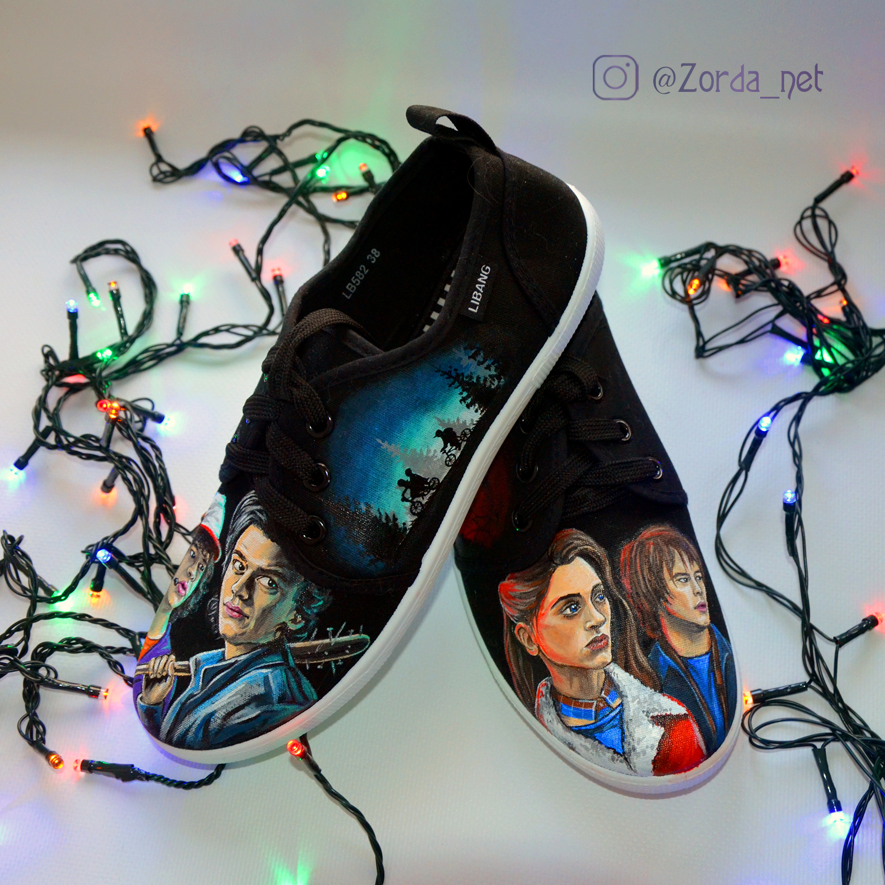 Stranger Things sneakers - My, Needlework without process, Painting on fabric, TV series Stranger Things, Shoe painting, Handmade, Friday tag is mine, Longpost