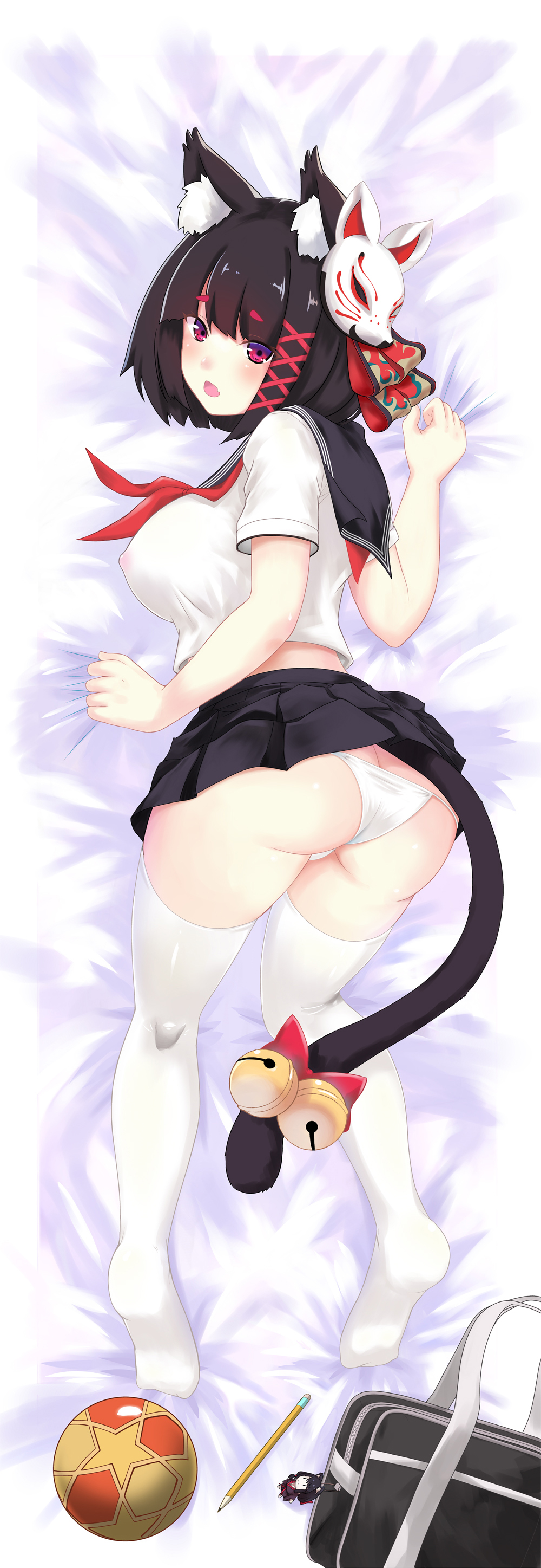 Yamashiro - NSFW, Azur Lane, Yamashiro, Sugoi Dekai, Animal Ears, Трусы, Anime Art, Аниме, Арт, Длиннопост