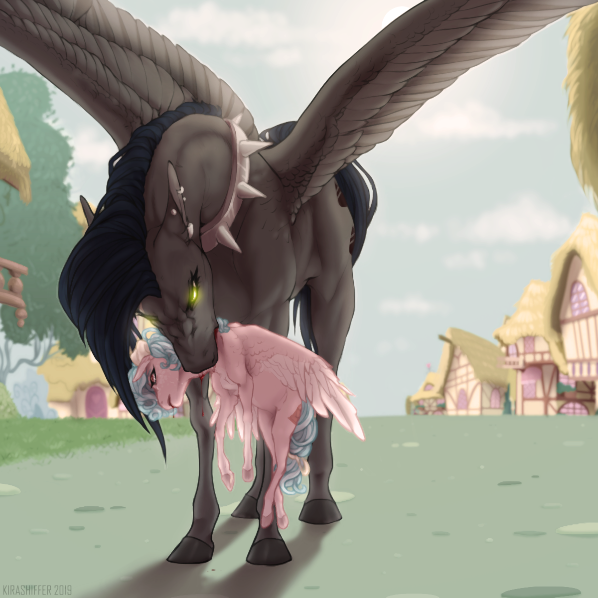 Angry horse - My, My little pony, Original character, Cozy glow, Grimdark, Darkpony