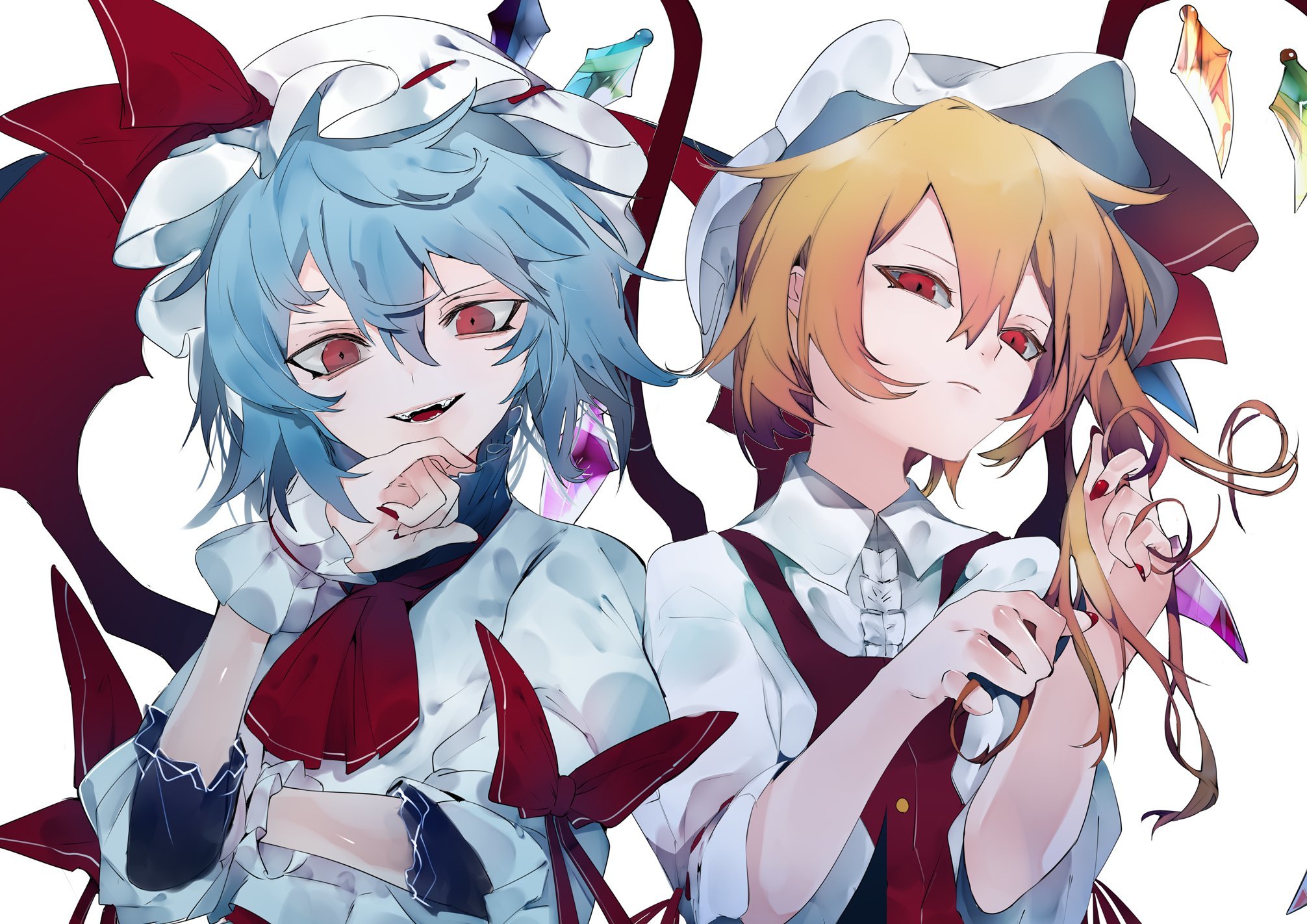 Remilia & Flandre - Anime, Anime art, Touhou, Remilia scarlet, Flandre scarlet, Ikurauni, Longpost