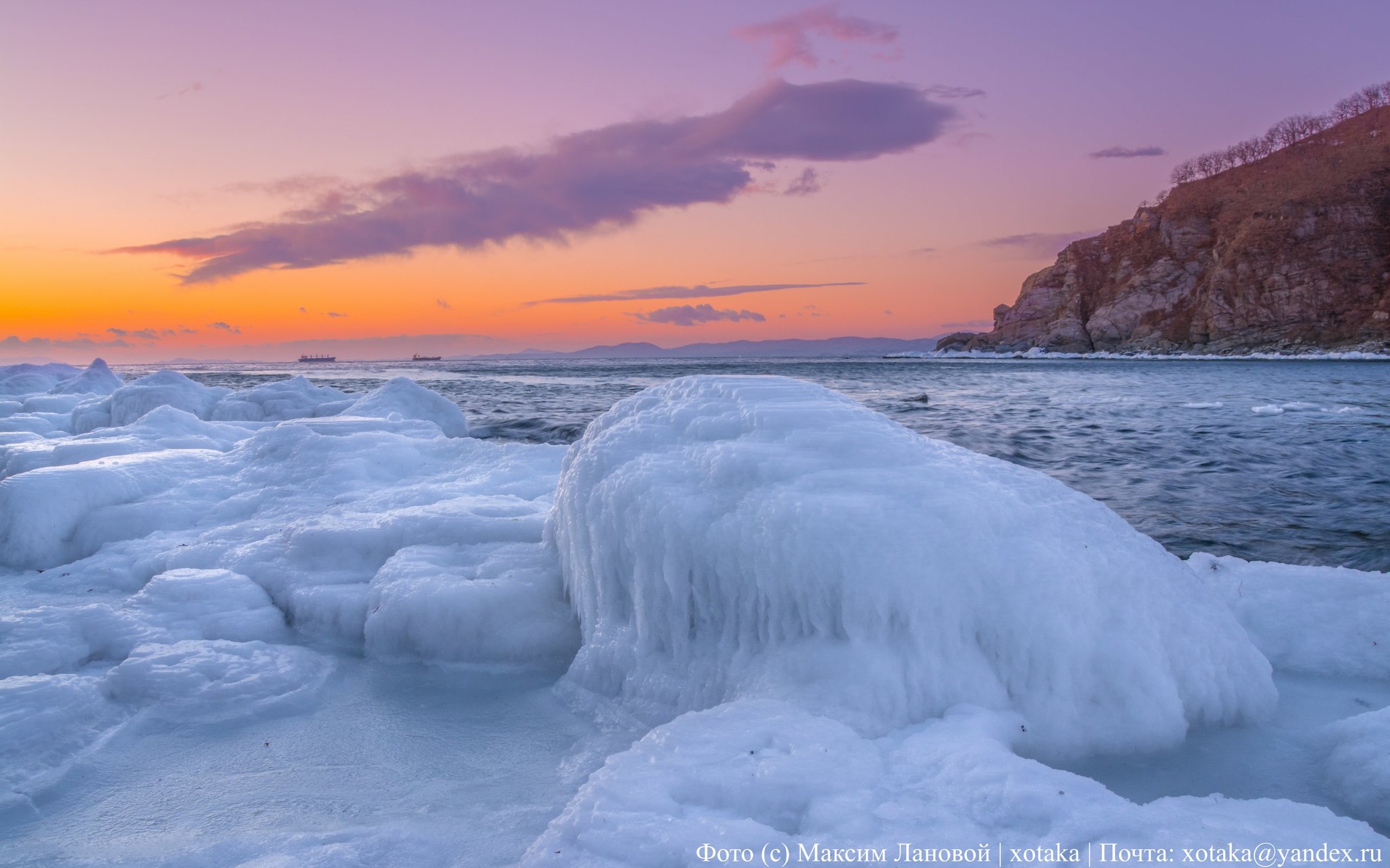 Winter shores of Primorye - My, The photo, Beginning photographer, Find, Primorsky Krai, Дальний Восток, Sunset, Sea, Longpost, Nature