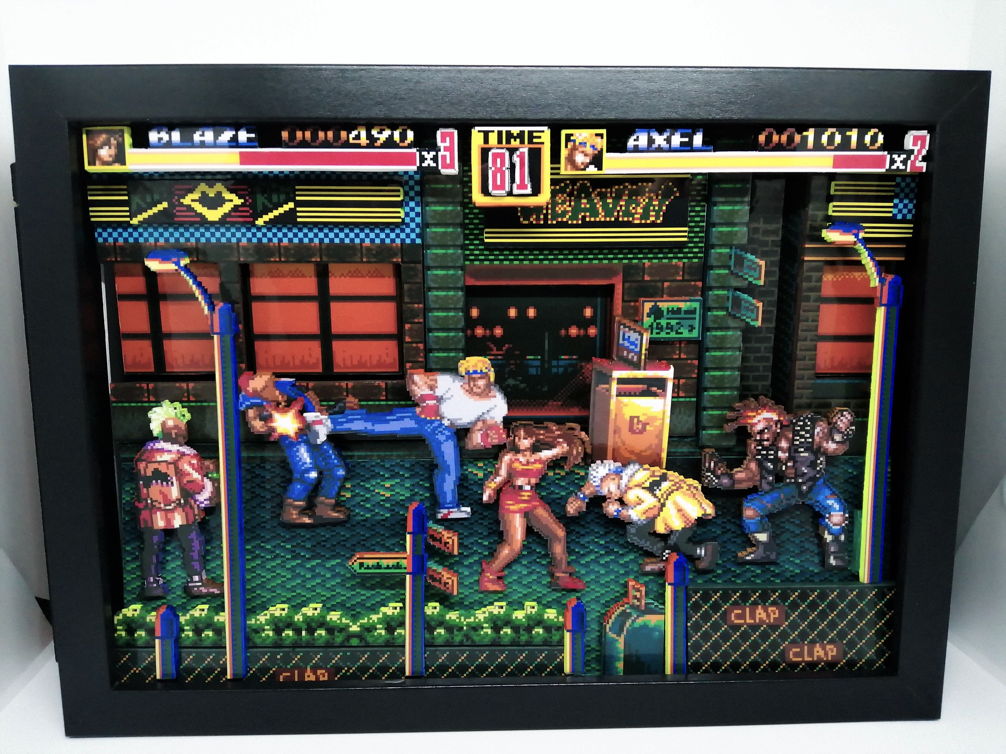 Диорама по игре Streets of rage 2 (Axel/Blaze) - Моё, Sega, Диорама, Shadowbox, Ретро-Игры, Видео, Длиннопост