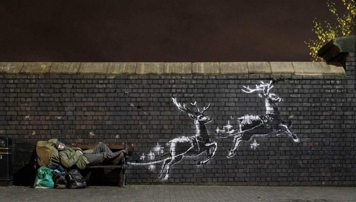 Inspired by Banksy's work - My, Banksy, Christmas, Hopelessness, Melancholy, Social